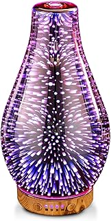 Diffuseur d'arôme en verre doré rose pour huiles essentielles, humidificateur à ultrasons silencieux, allumage automatique, 7 couleurs de lumière, sans BPA, pour appartement, yoga, cadeau spécial