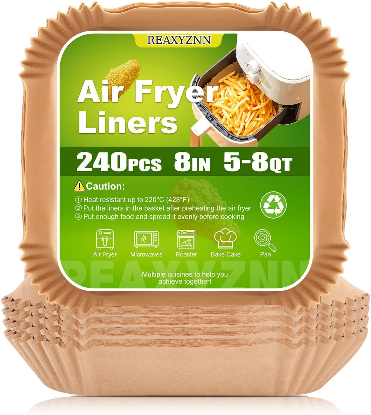 Air Fryer Liners Disposable, 240pcs Non-stick Parchment Paper for AirFryer, 5-8QT Square Air Fryer Paper Liners for Baking, Roasting, Microwave Air Fryer Liners Disposable, 240pcs Non-stick Parchment Paper for AirFryer, 5-8QT Square Air Fryer Paper Liners for Baking, Roasting, Microwave