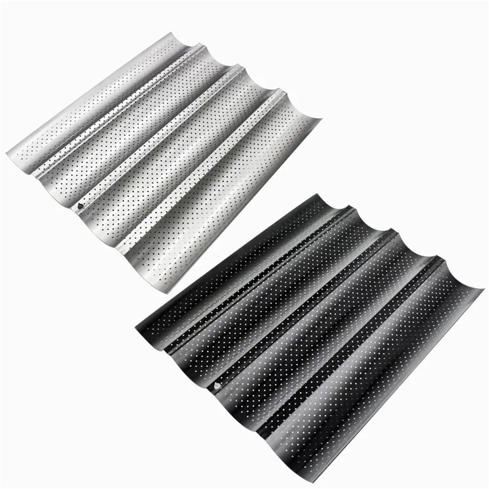 2/3/4 sartenes antiadherentes para pan, utensilios para hornear, herramientas de repostería, pan, baguette, panes, moldes para hornear (4 panes)