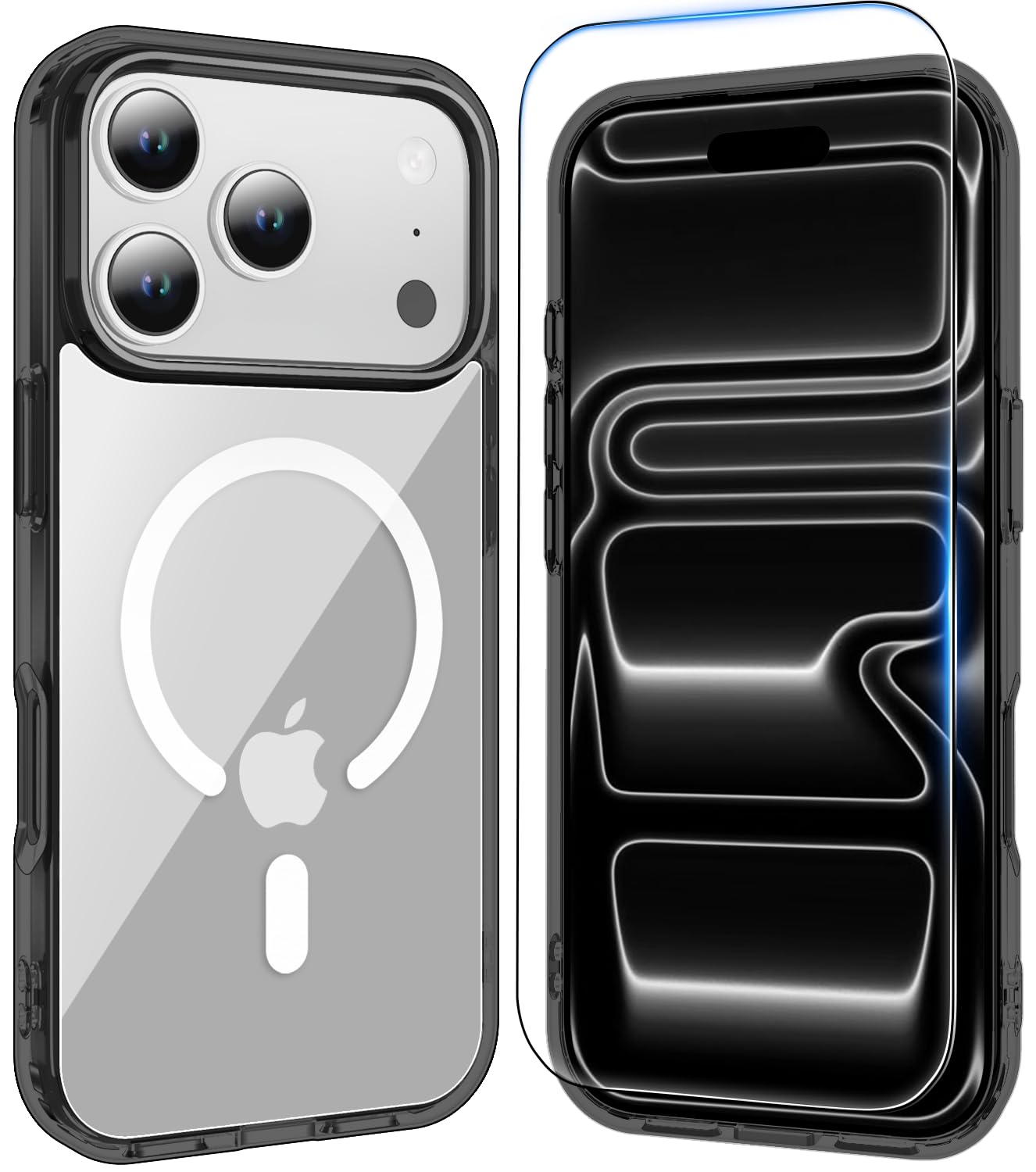 Temdan for iPhone 18 Pro Max Case/iPhone 17 Pro Max Case, Clear Black