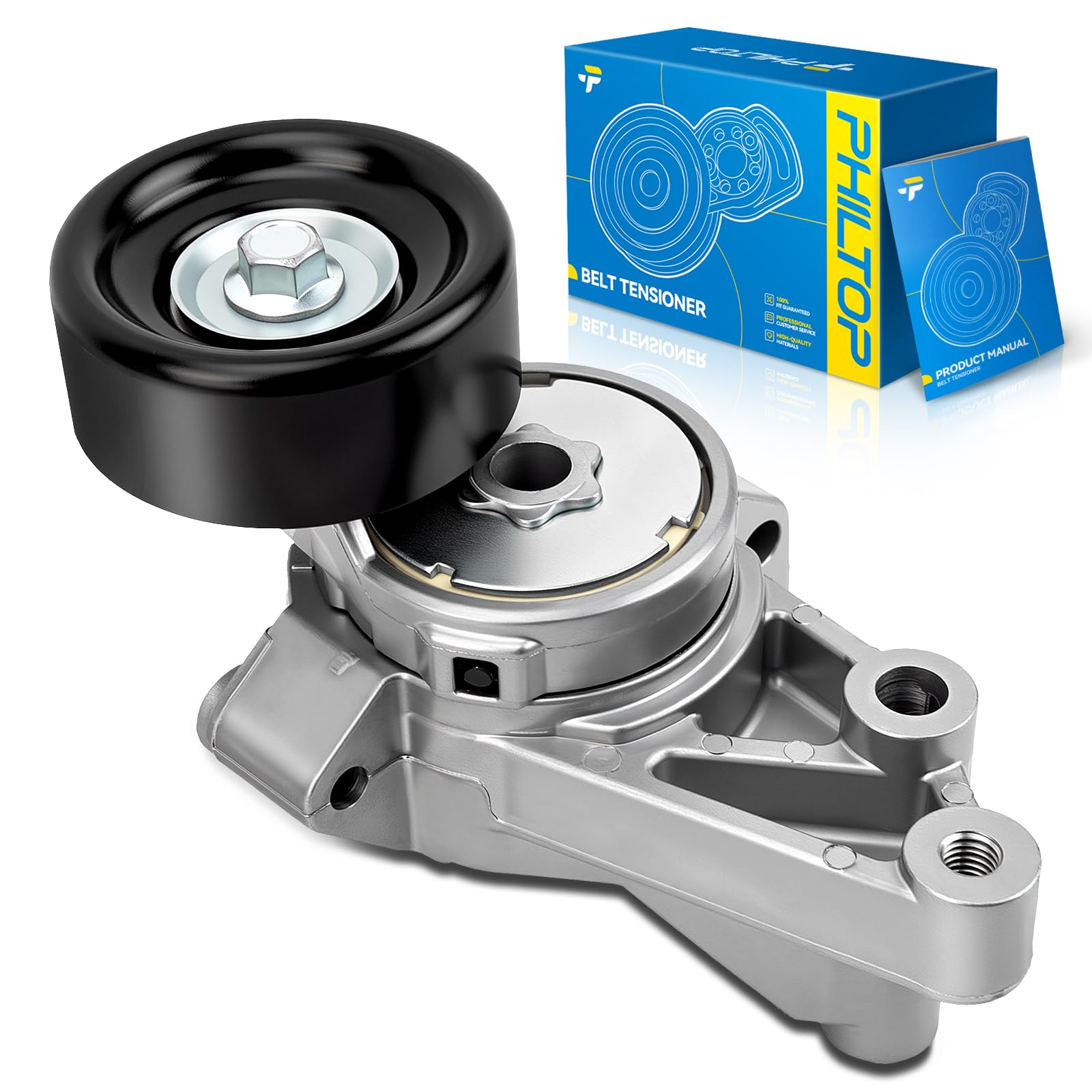 PHILTOP Belt Tensioner Assembly with Pulley for Equator 2009-2010 2.5L, Frontier 2005-2019 2.5L, Timing Belt OE # 11955EA00A