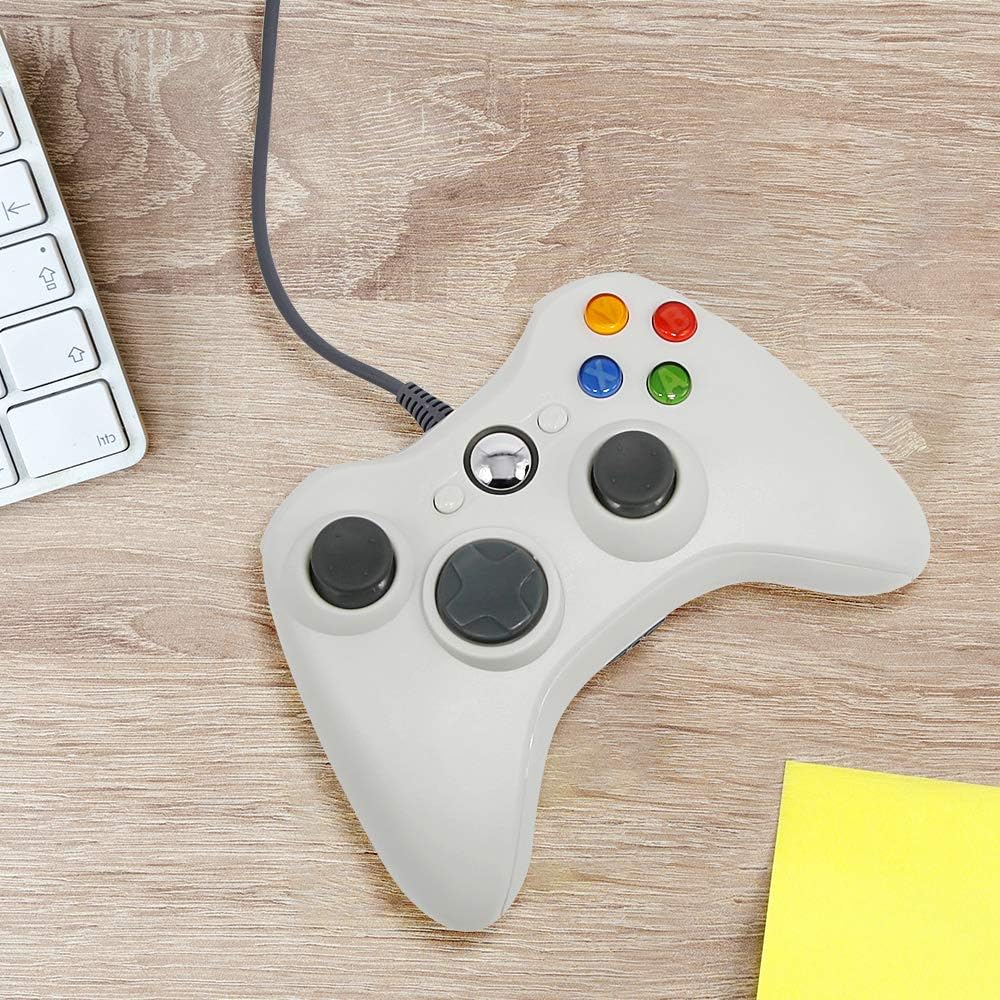 Xbox 360 Controller Wired for Xbox 360 Console & Windows, xbox 360 Game Controller Gamepad (White)