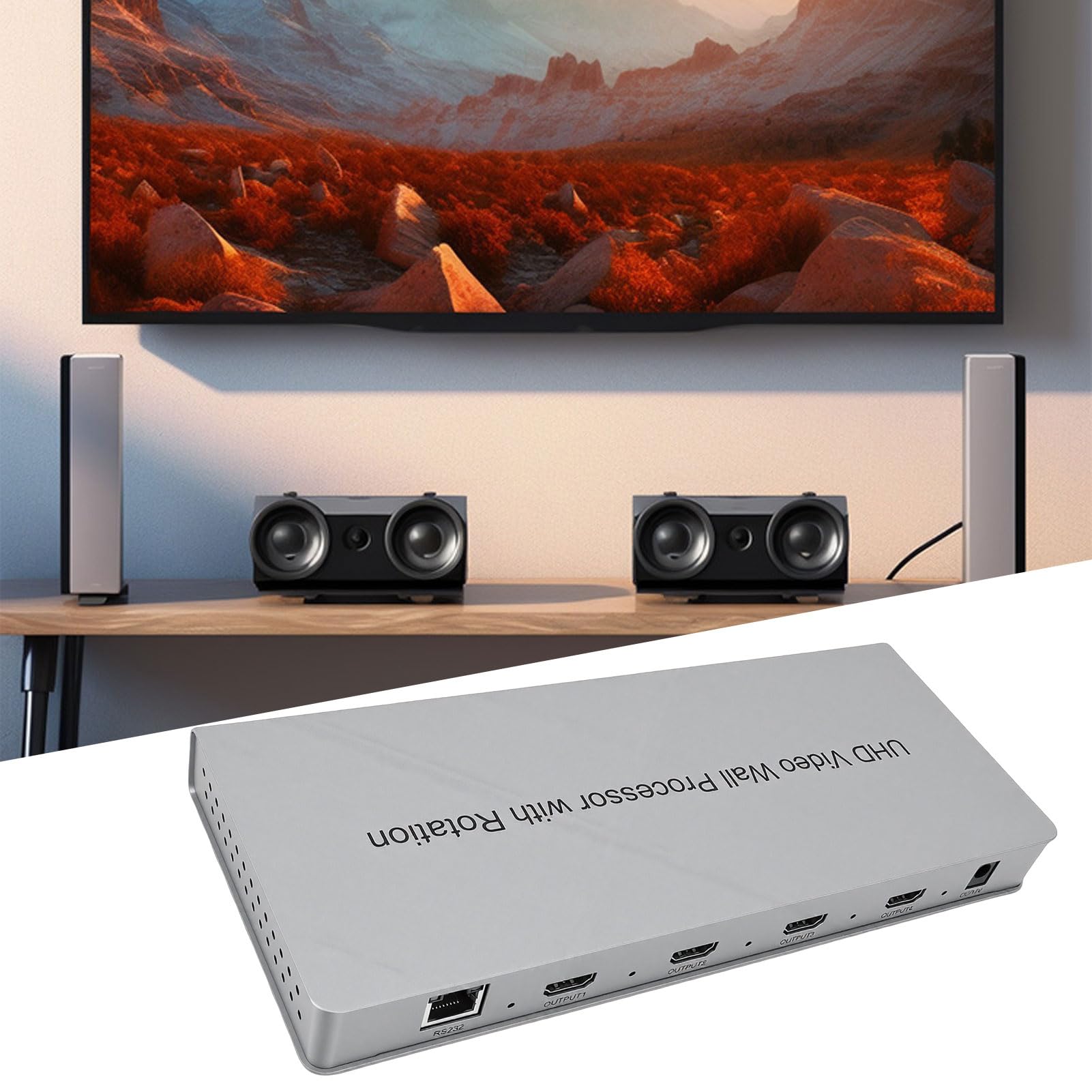 Cuifati Controlador de Pared de Video 4K, Multivisor con 8 Modos de Visualización para Consola de Juegos de Cámara de Seguridad, Rotación de 90° 180° 270°, Extracción de RS232 para TV (Enchufe de la