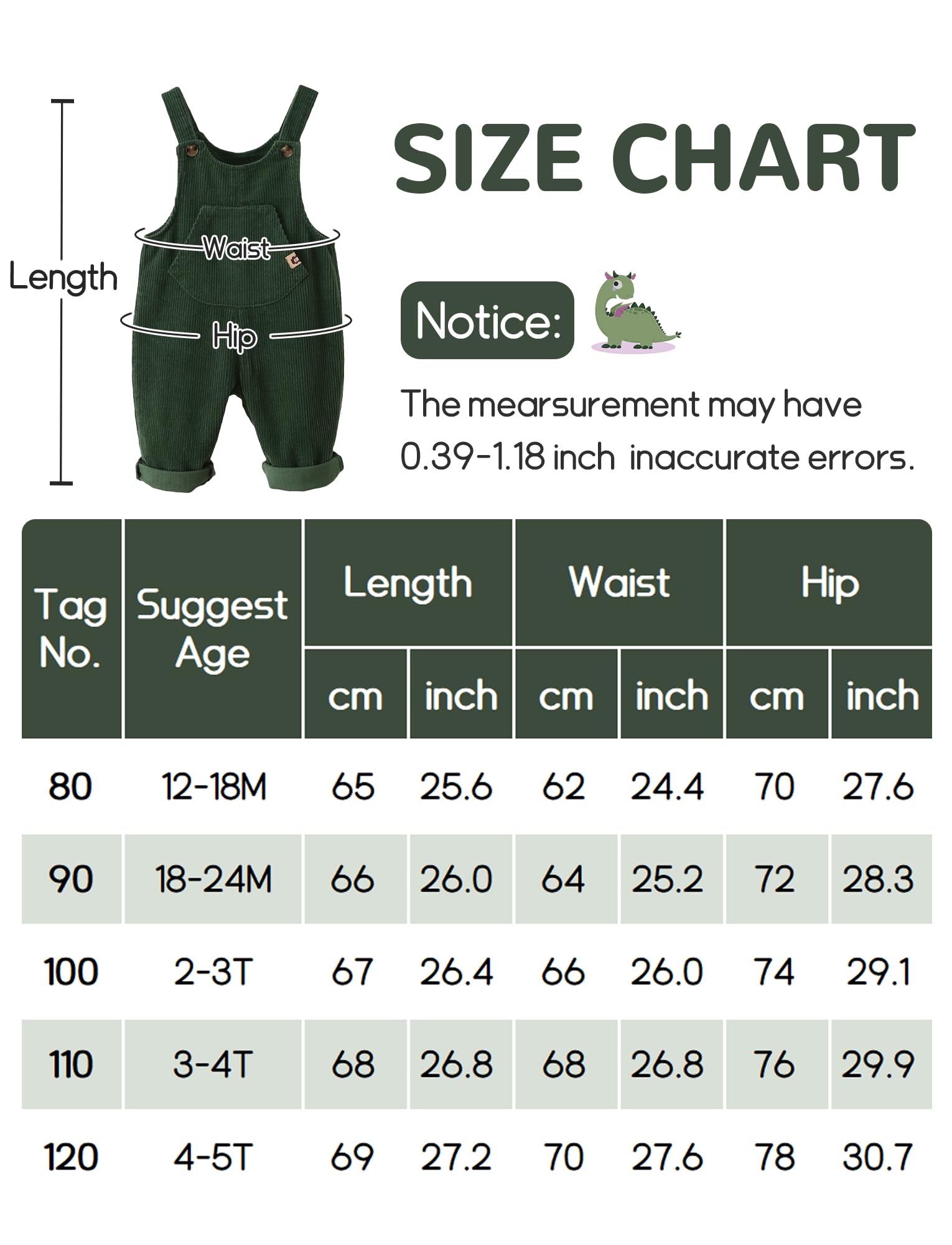 Happy Cherry - Salopette en Velours Côtelé pour Bébé Garçon Fille Combinaison Pantalon avec Bretelles Tout-petits Enfants Barboteuse Body pour Printemps Automne Hiver - 1-5 ans