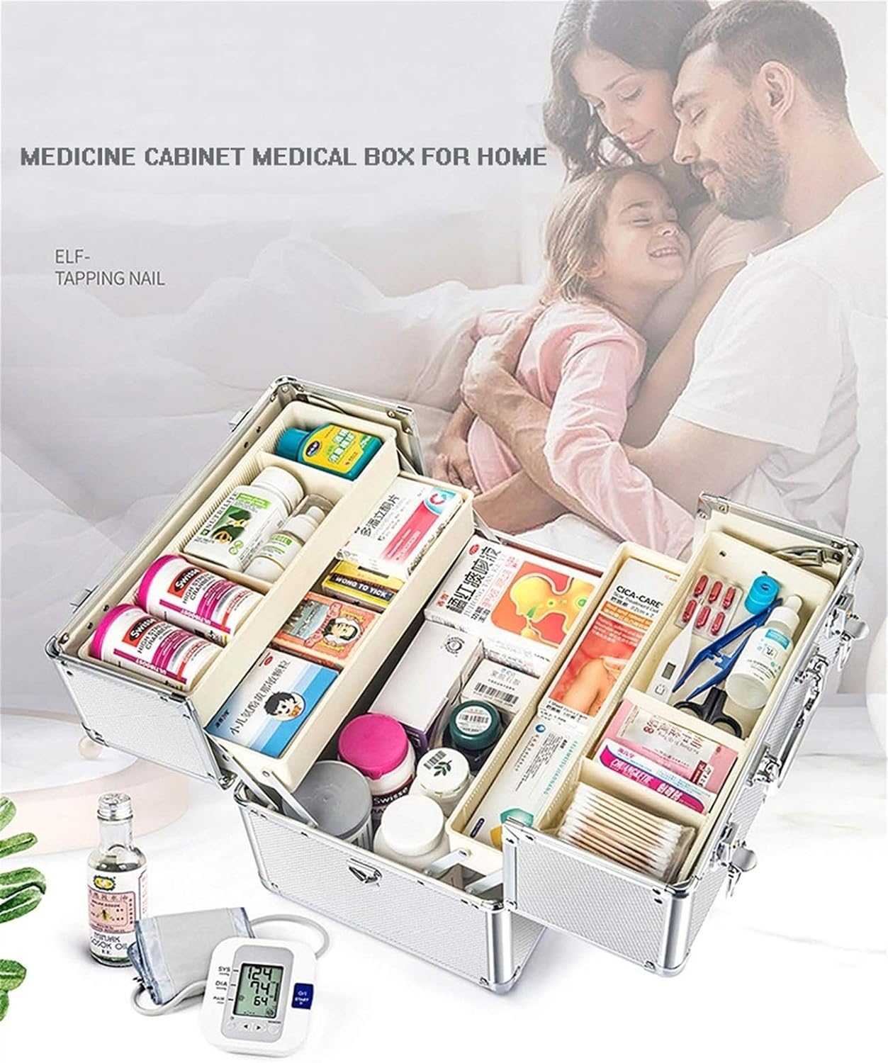 Family First Aid Box,Portable Medicine Chest Storage,First Aid Kit Lockable Medicine Cabinets Medication Box Organizer Emergency Medicine Storage Case Aluminum Medical Chest 28X21.5X23.5cm - Image 8