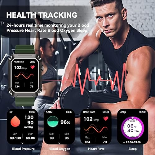 Miniatura 3 de Rogbid Military Smart Watches for Men Bluetooth Call (DialAnswer Call) Rugged Tactical Outdoor Sports Smart Watch for iPhone 5ATM Waterproof Fitness