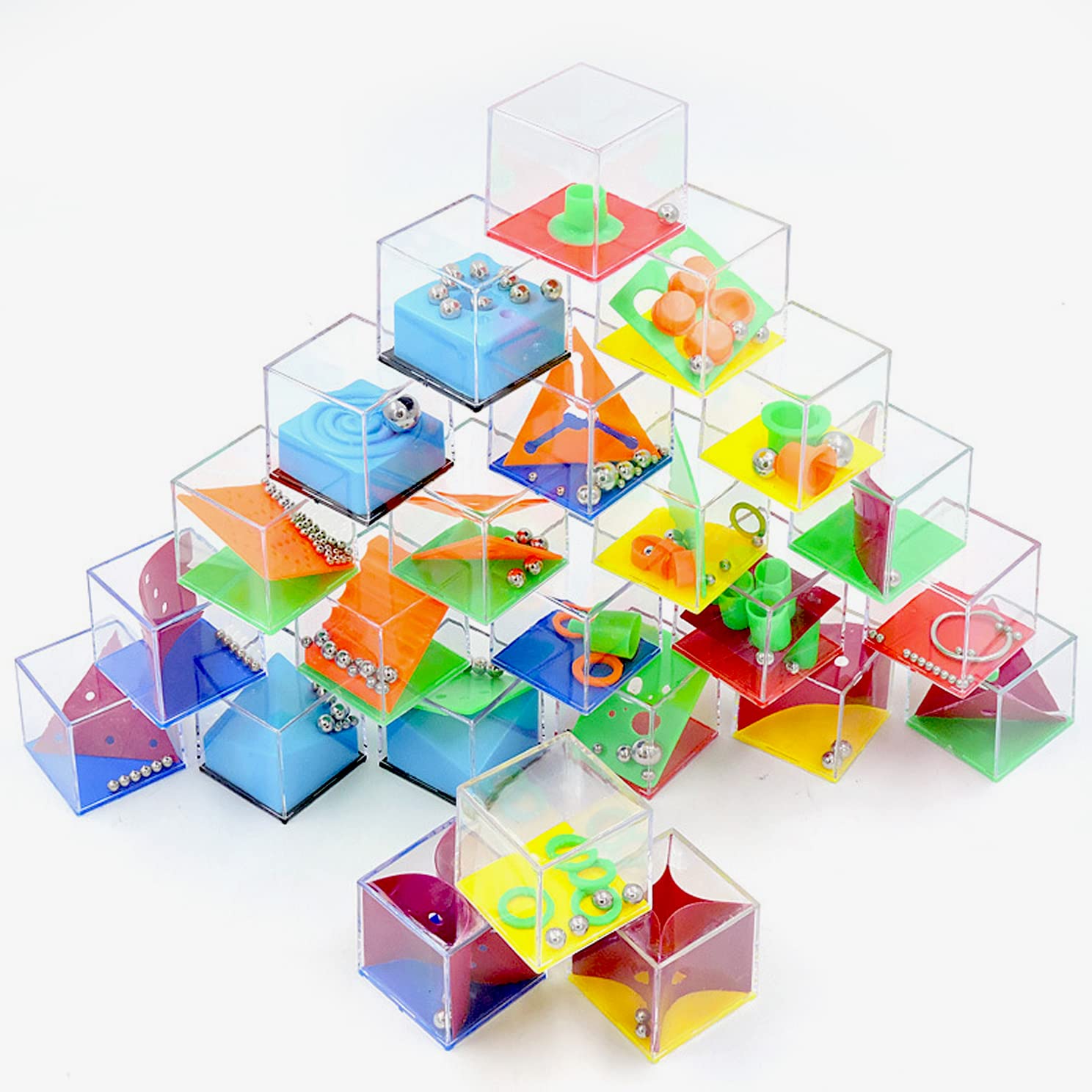 Balance IQ Maze Game Mini Fidget Puzzle Box 12Pcs for Kids and Adults Brain Teaser Puzzle Cubes for Challenge, Decompression and Special Needs Best Stocking Stuffers &Party Favor Games, Prizes Gifts