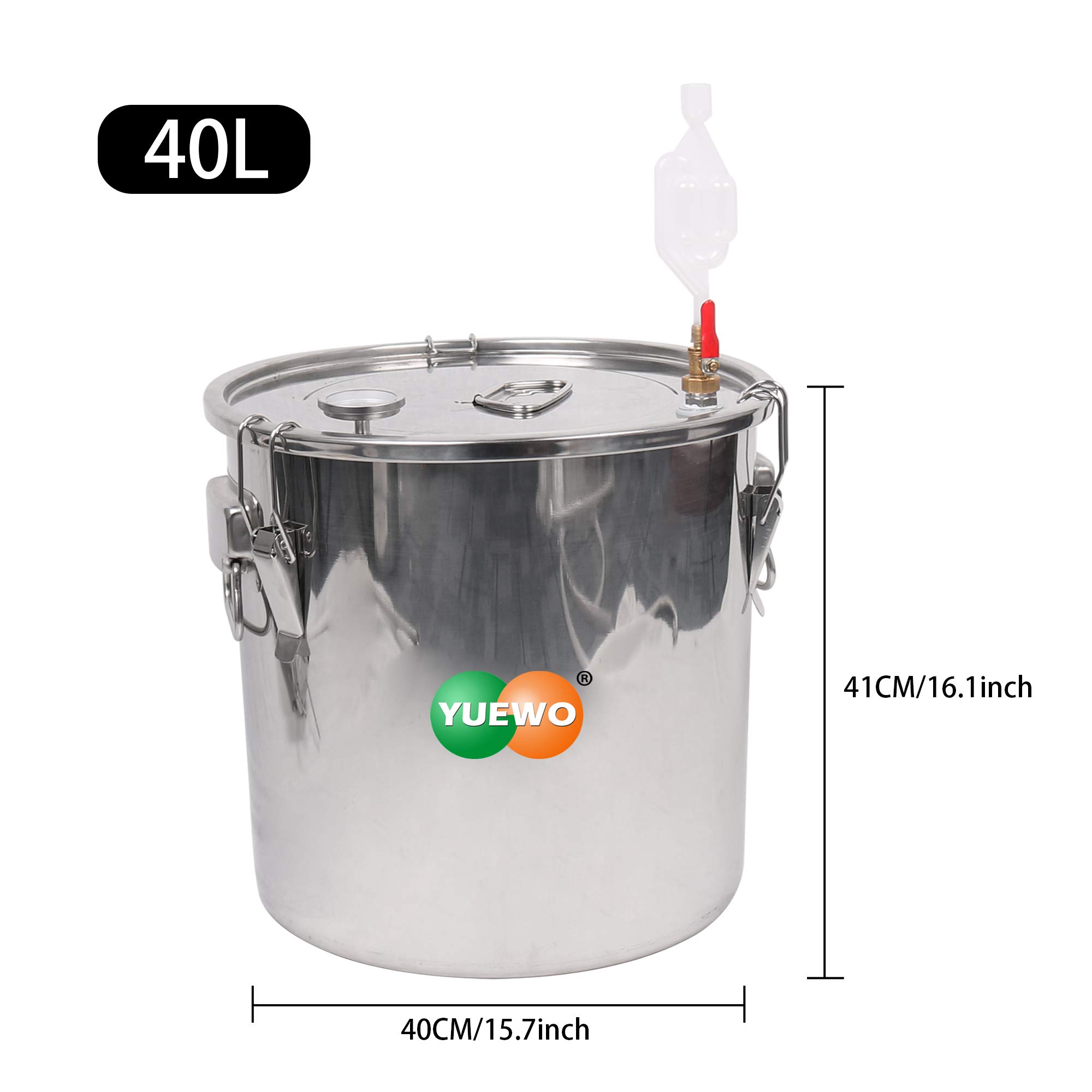 YUEWO Still Stainless Steel Water Distiller Wine Brandy Making Kit Ethanol Vodka Copper Still Home Brewing Kit (40L/10.6G)