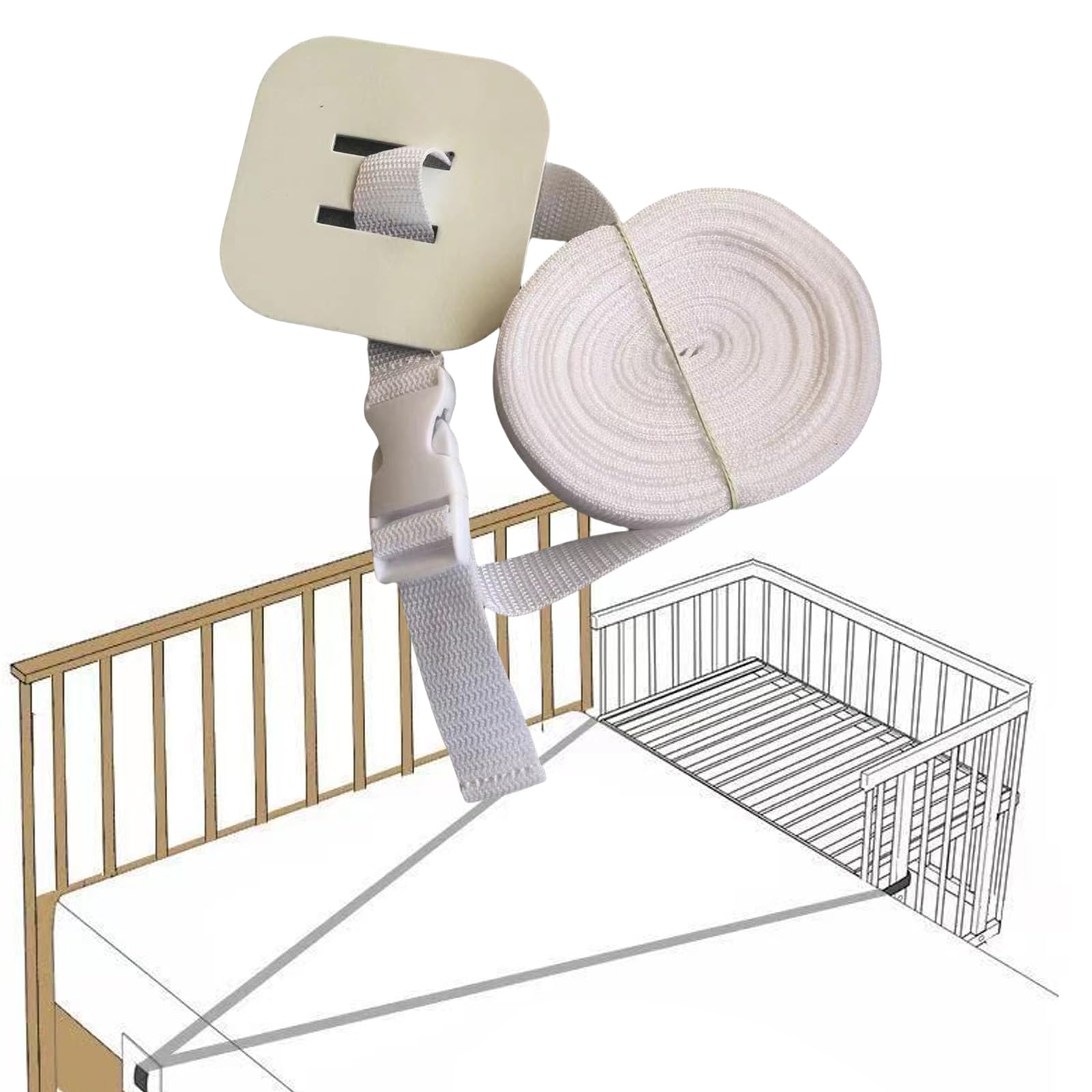 Meiliyizu Crib Stabilizer with Premium Nylon Nonslip Guardrail Fastener for Infant Bed Adjustable Crib Strap