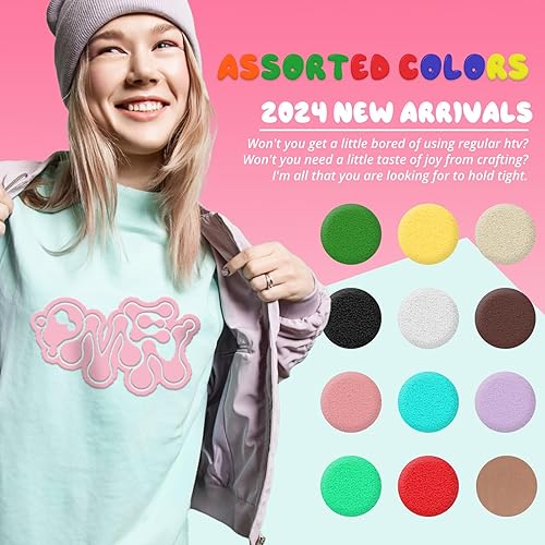 Miniatura 8 de HTVRONT Rollo de vinilo de transferencia de calor, rollo de vinilo 3D Puff HTV de 12 pulgadas × 10 pies, vinilo de transferencia de calor 3D de