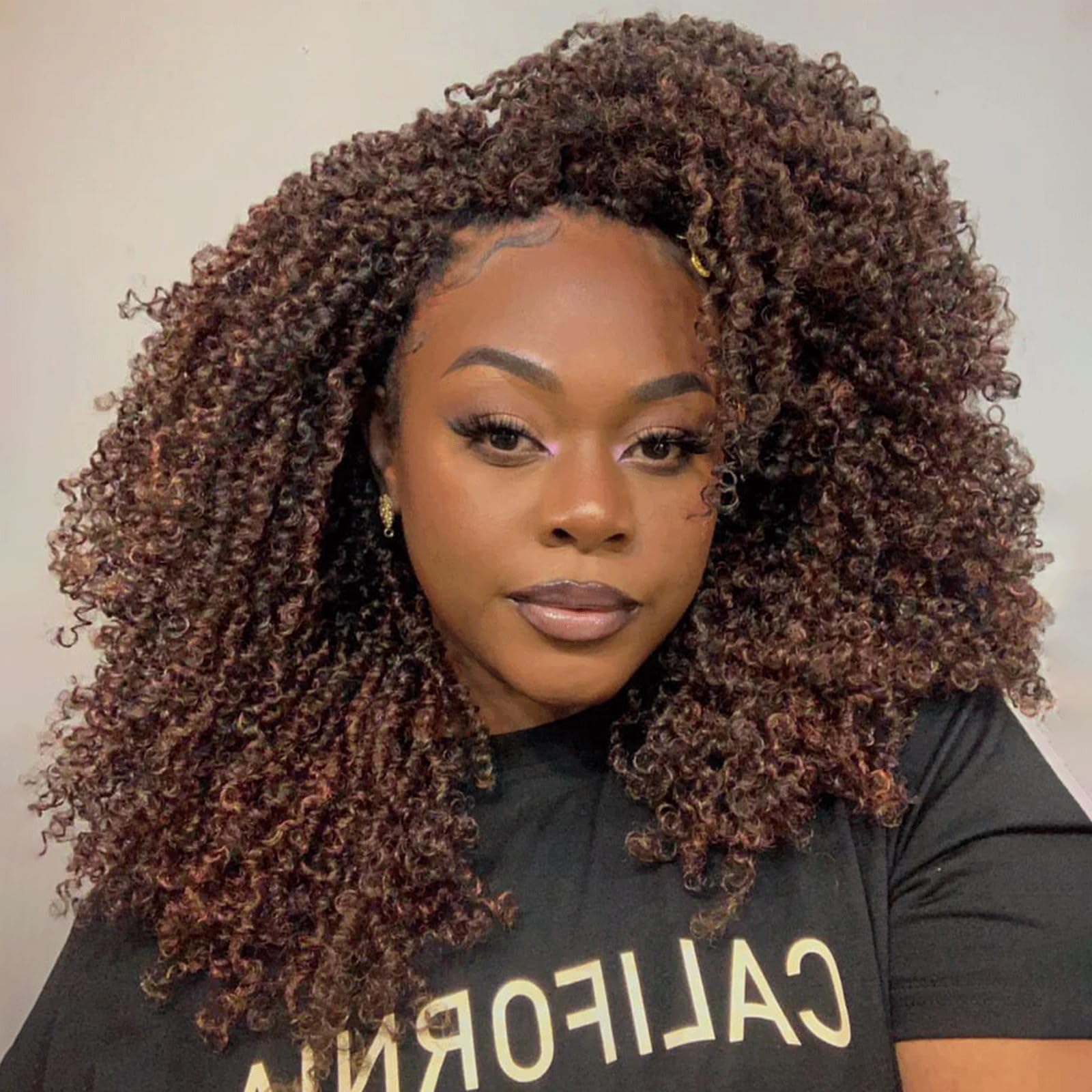 GIX Yanky Twist Crochet Hair - 10 Inch 8 Packs (30 Strands/Pcs) Black Mix Copper Pre-twisted Fluffy Spring Mini Twist Short Bob Passion Twist, Crochet