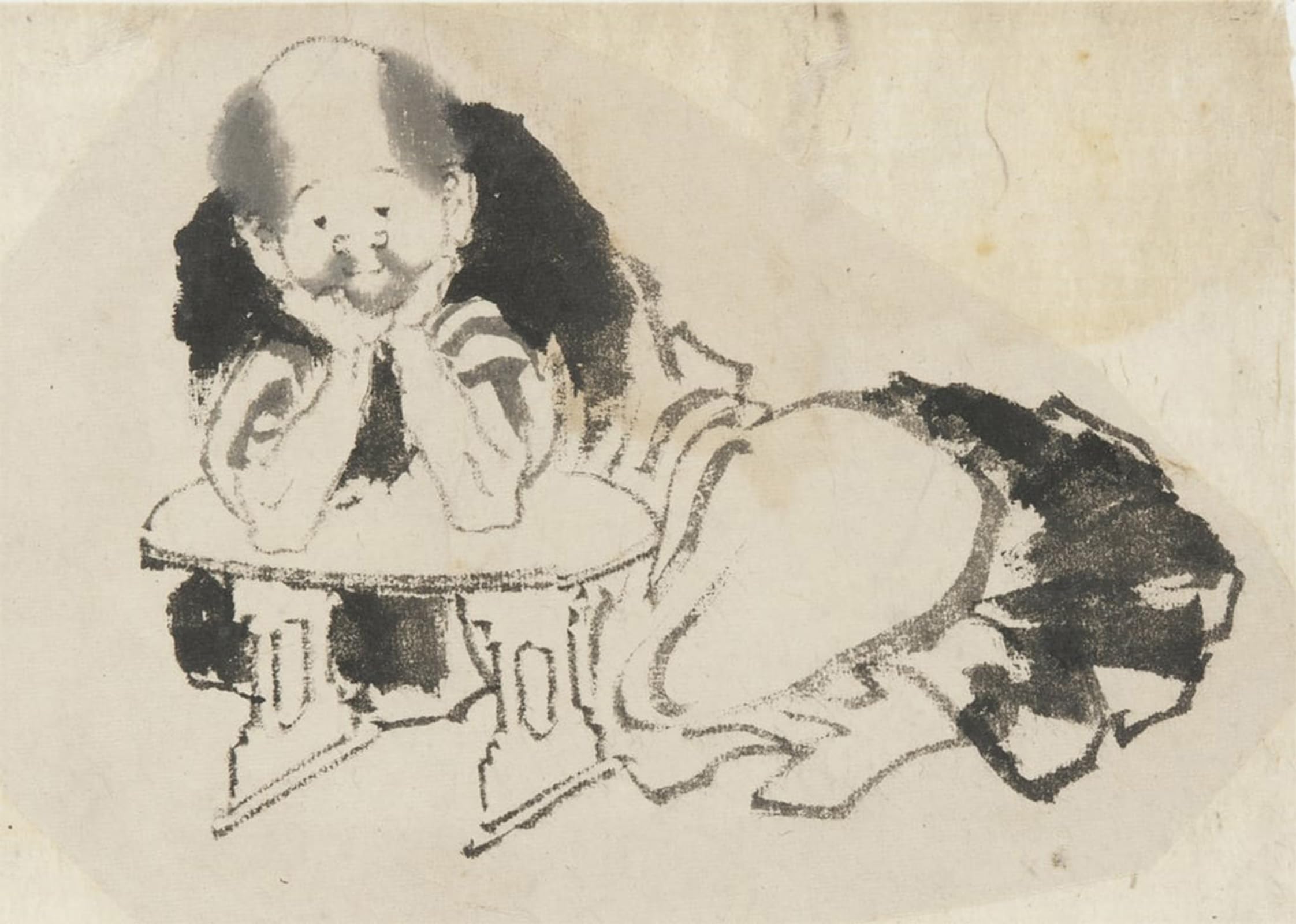 Artxlxxbn No Frame Famous Print Painting Colorful Art Print Man Seated With An Armrest By Katsushika Hokusai Canvas Art Decorations For Home Decor 60X90cm