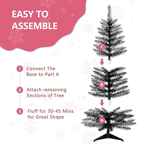 Miniatura 4 de Árbol de Navidad artificial preiluminado de 4 pies, oropel azul con luces blancas, ideal para el hogar, la oficina y la decoración de fiestas de