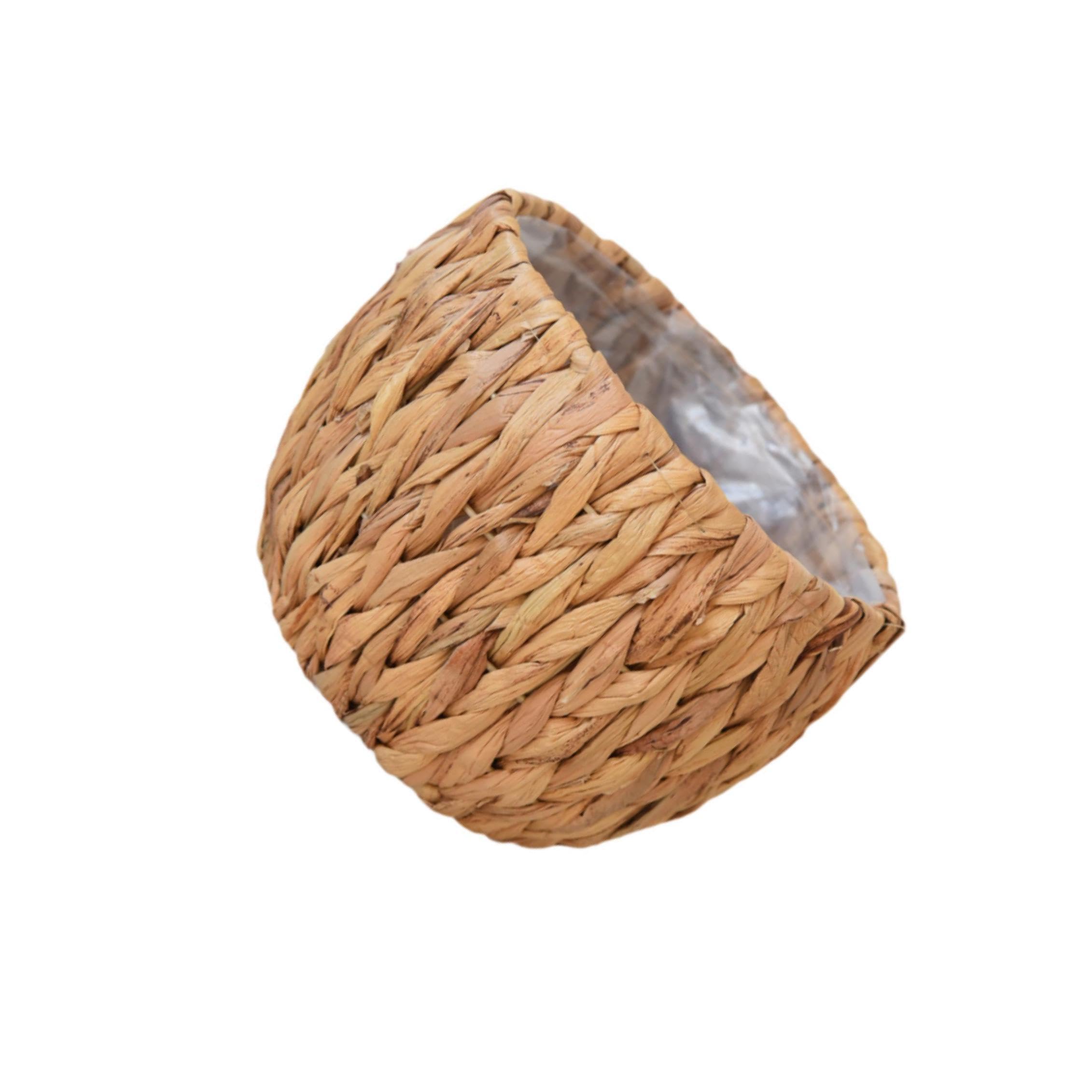 mophrati Woven Planter Basket With Liner Outdoor Plants Charming Grass Storage Woven Organizer For Terrific Displays Plants Container Display Balcony Patio
