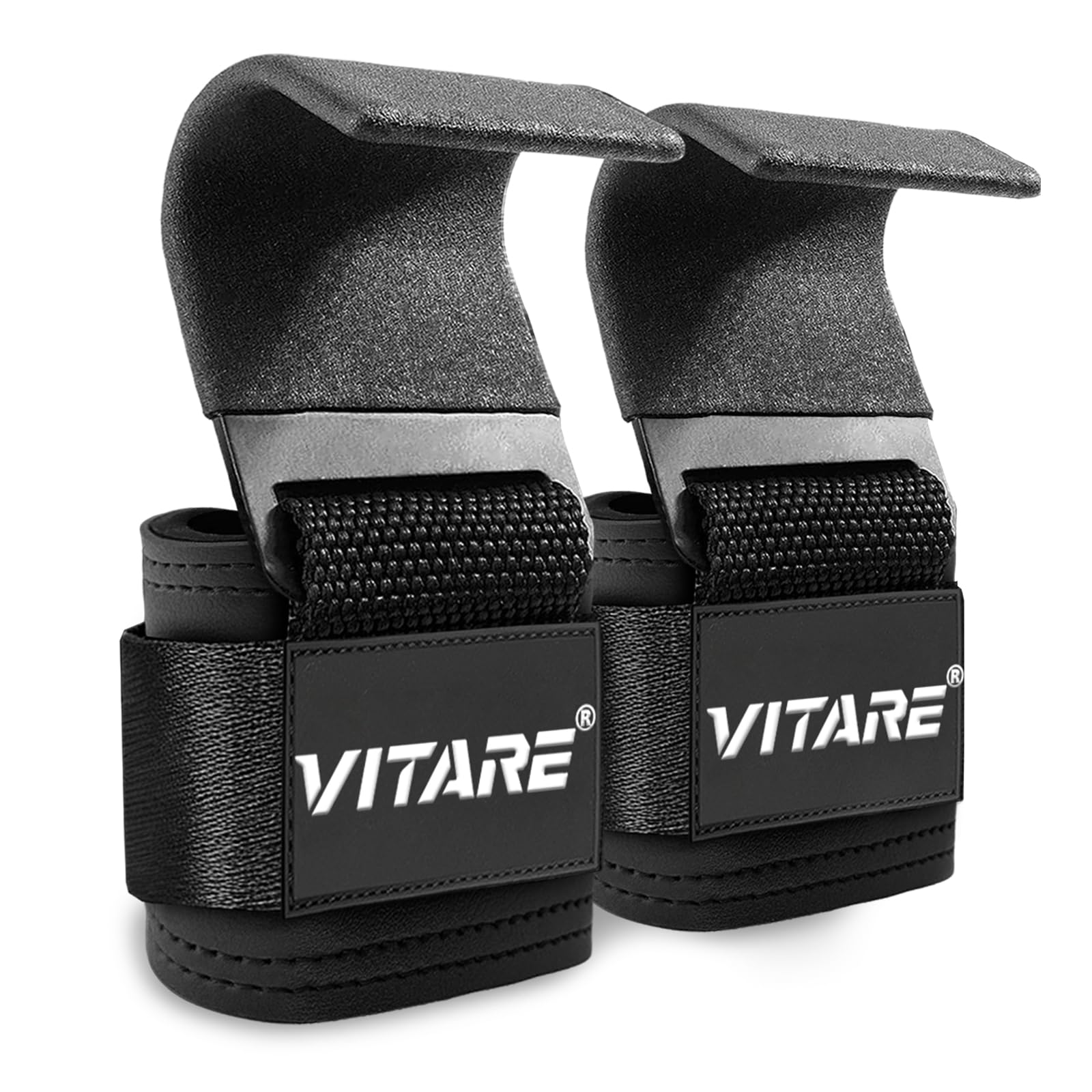 Weight Lifting Hooks for Deadlifts, Heavy Duty Capacity Lifting Straps with Padded Wrist Support, Non-Slip Rubber Coated Steel Hooks for Powerlifting, Pull Ups, Rows, Gym Workout Straps for Men Women