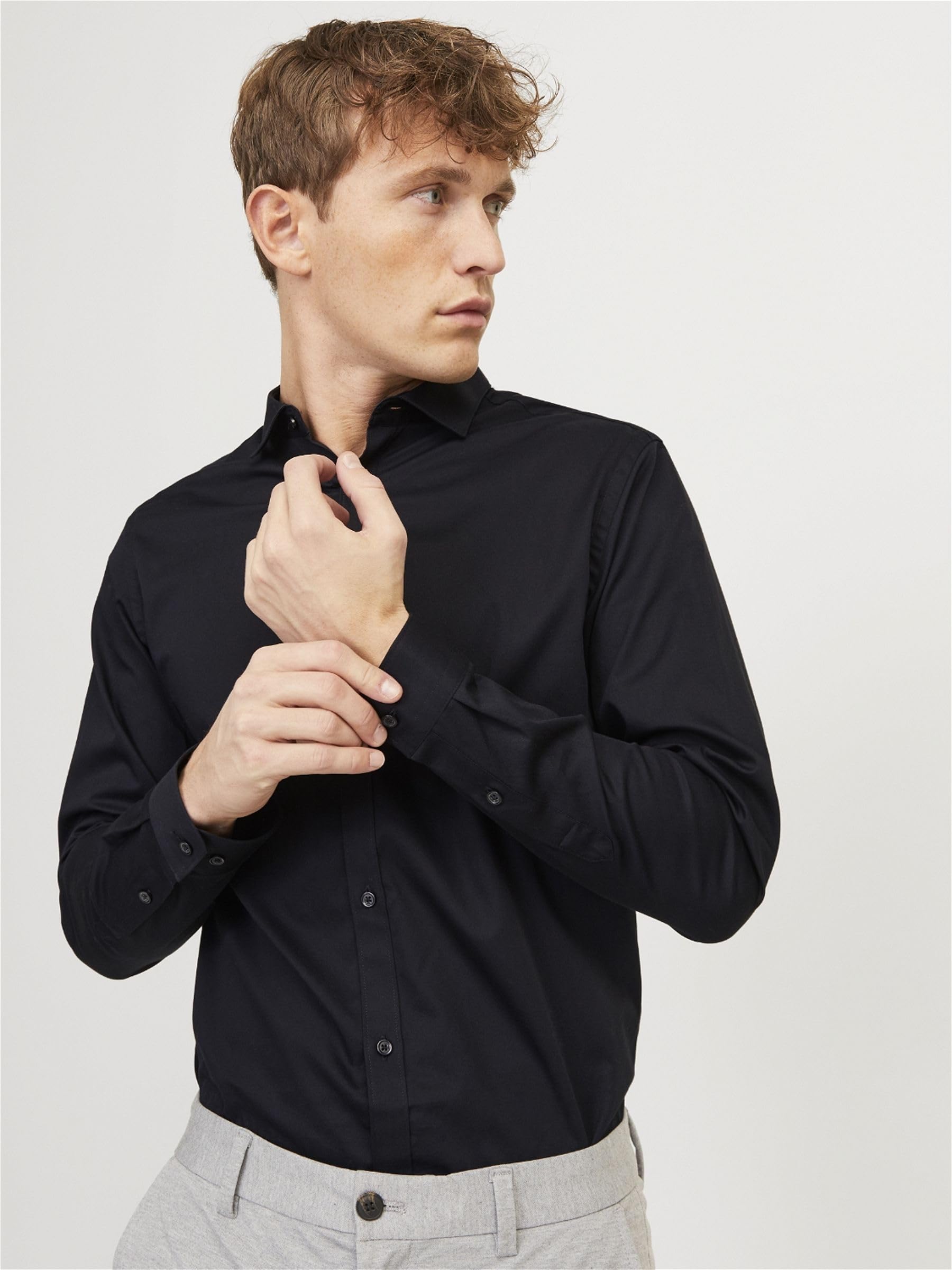 JACK & JONES Męska koszula z długim rękawem Jprblacardiff L/S Noos, czarny, XXL