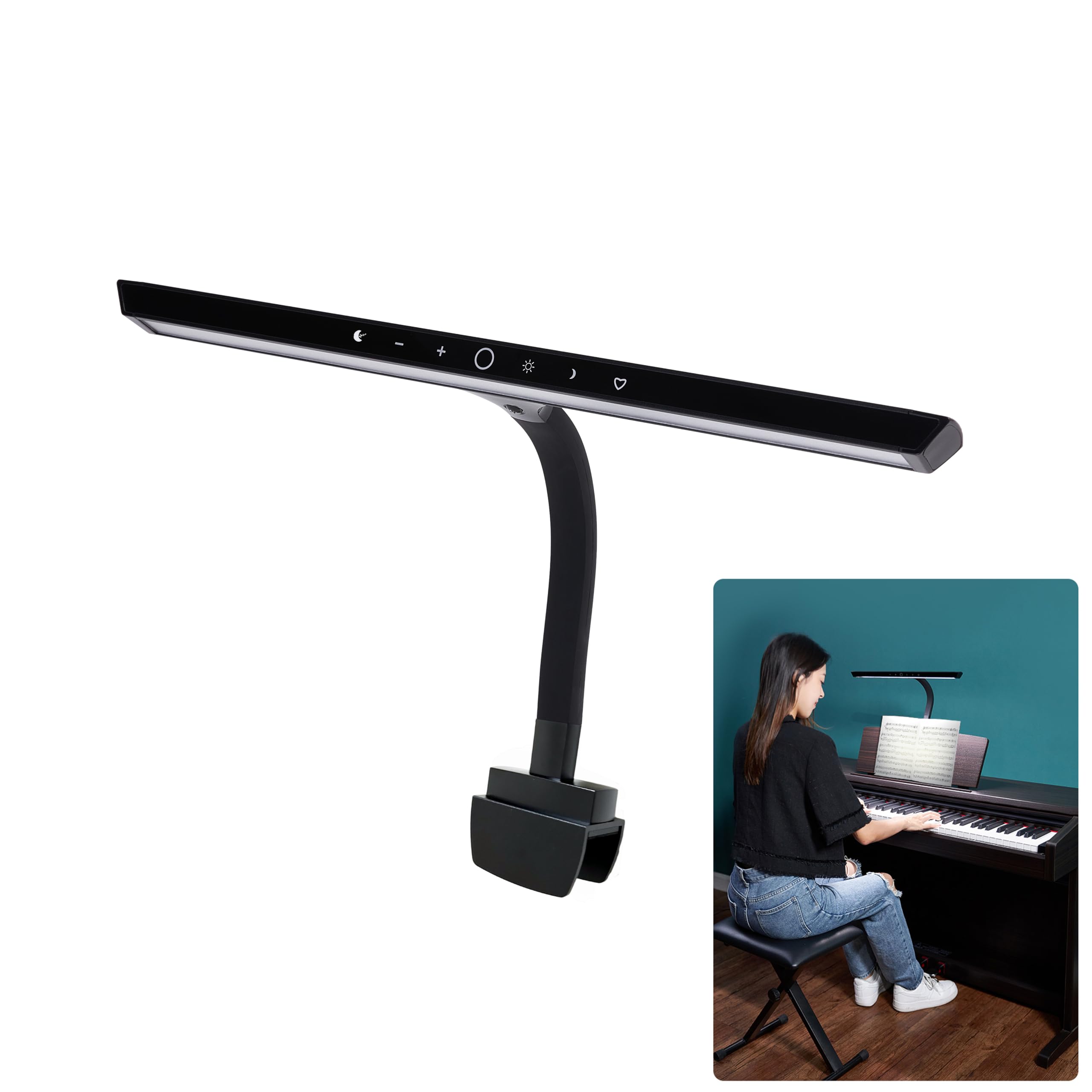 Luces de piano para piano digital y gran piano lámpara de clip led profesional lámparas de piano para hojas de música cuidado de los ojos 5 niveles de temperatura de color de 5 niveles