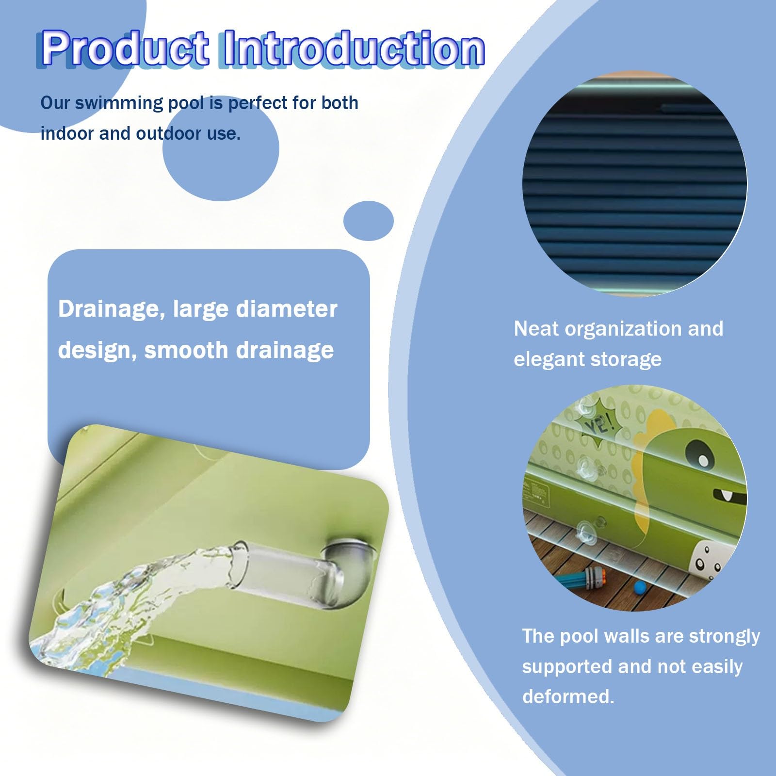 Piscina Hinchable De 150-460 Cm Piscinas Hinchables para Niños Pequeños Y Adultos Piscina Grande Elevada para Familias(210 * 140 * 56cm)