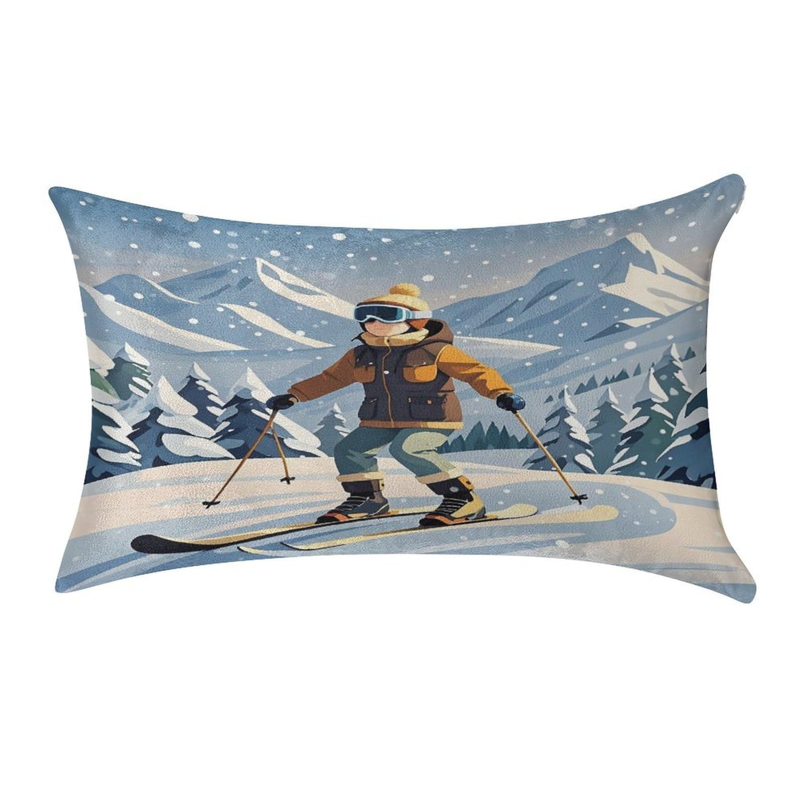 Fekiloot Style Skiing Theme Pillow Covers Home Decor Pillow Cases