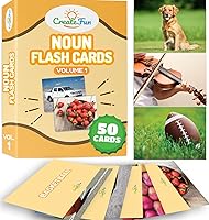 CreateFun 50 Noun Flash Cards - Vocabulary Builder Photo Cards for Kids, Adults, Speech Therapy, ESL, Autism, Seniors