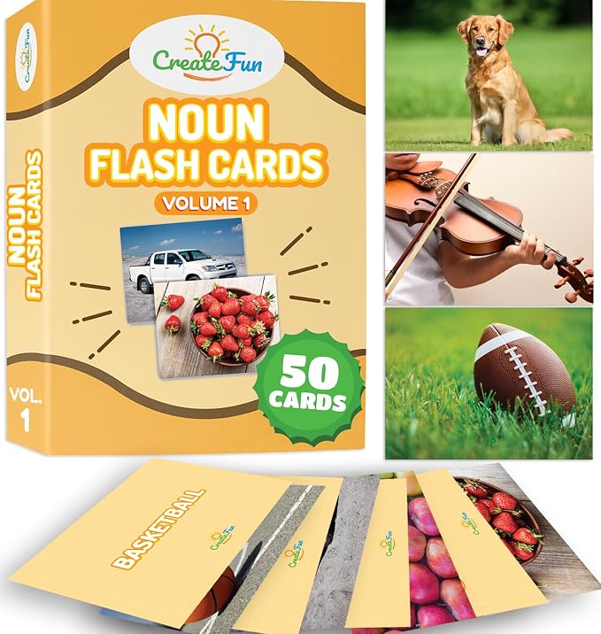 Amazon.com: 50 Noun Flash Cards, Fun Vocabulary Builder Educational ...
