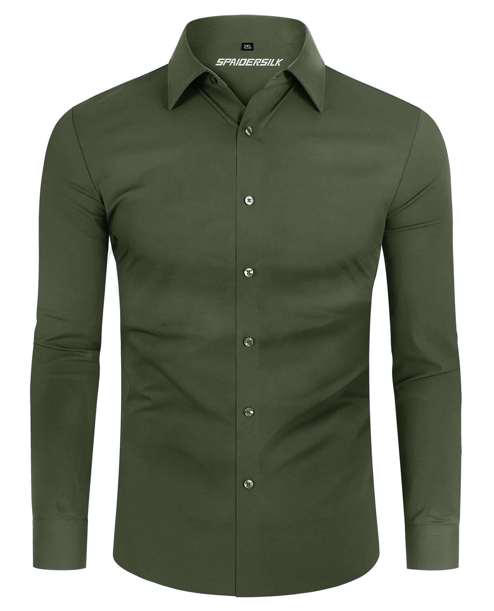 DEMEANOR Camisa elástica de manga larga para hombre, ajustada, para trabajo y tiempo libre, sin necesidad de planchado