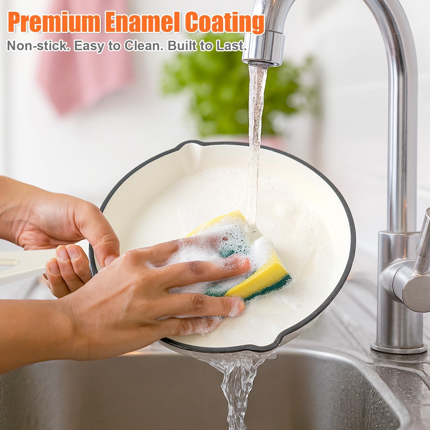 QuliMetal Nonstick Enameled Cast Iron Cookware Set, 5 Pcs Pots and Pans with Lid, Skillet, Frying Pan, Saucepan & Dutch Oven for All Stovetops, PFA Free - Ideal for Sourdough Bread Baking - Image 3