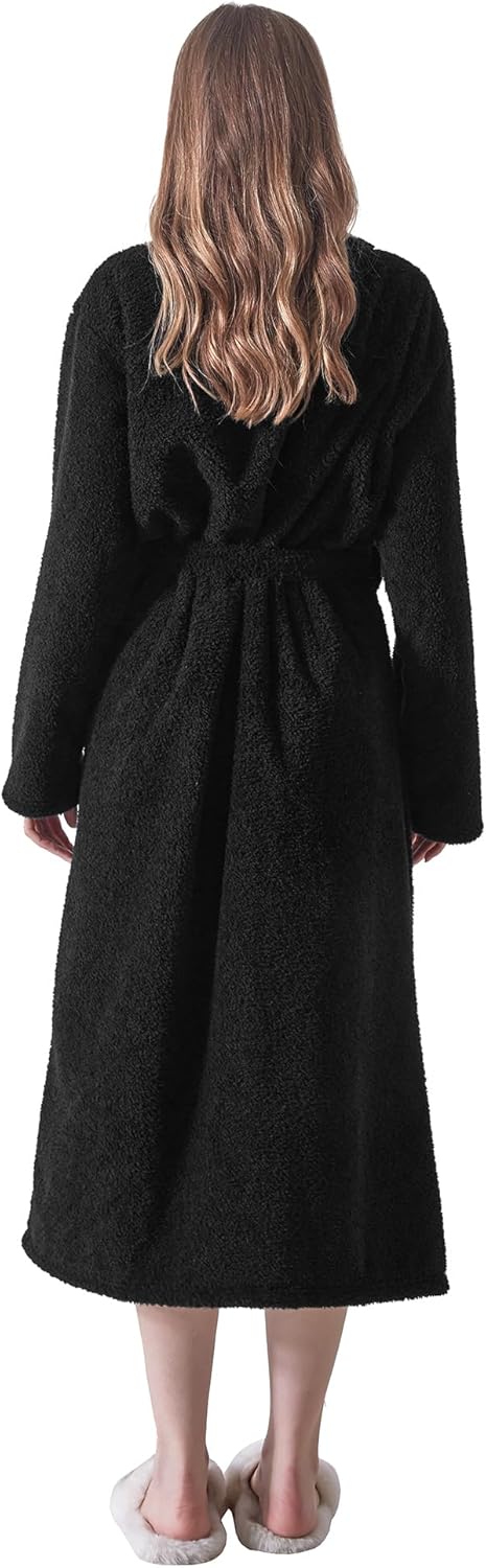 Robes for Women – Premium Plush Fleece Long Bathrobe for Women with Shawl Collar, Soft Warm Womens Robe - Image 3