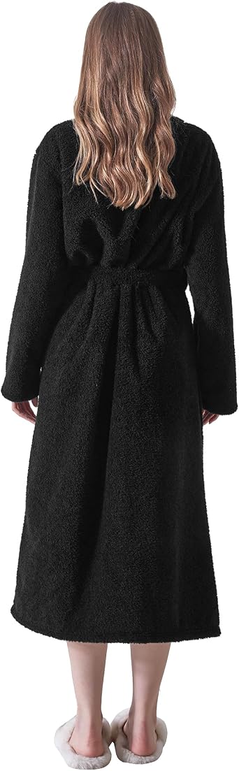 Robes for Women, Premium Plush Fleece Long Bathrobe, Shawl Collar