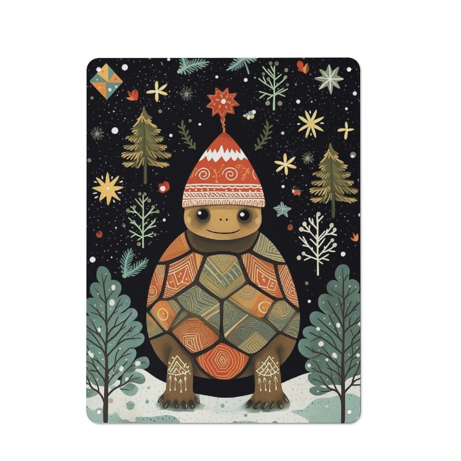 Junmoney Vintage Turtle Xmas Rustic Tin Wall Plaque 40X30cm For Garage Or Workshop, For Home Interiors, Feature Walls And Decorative Displays