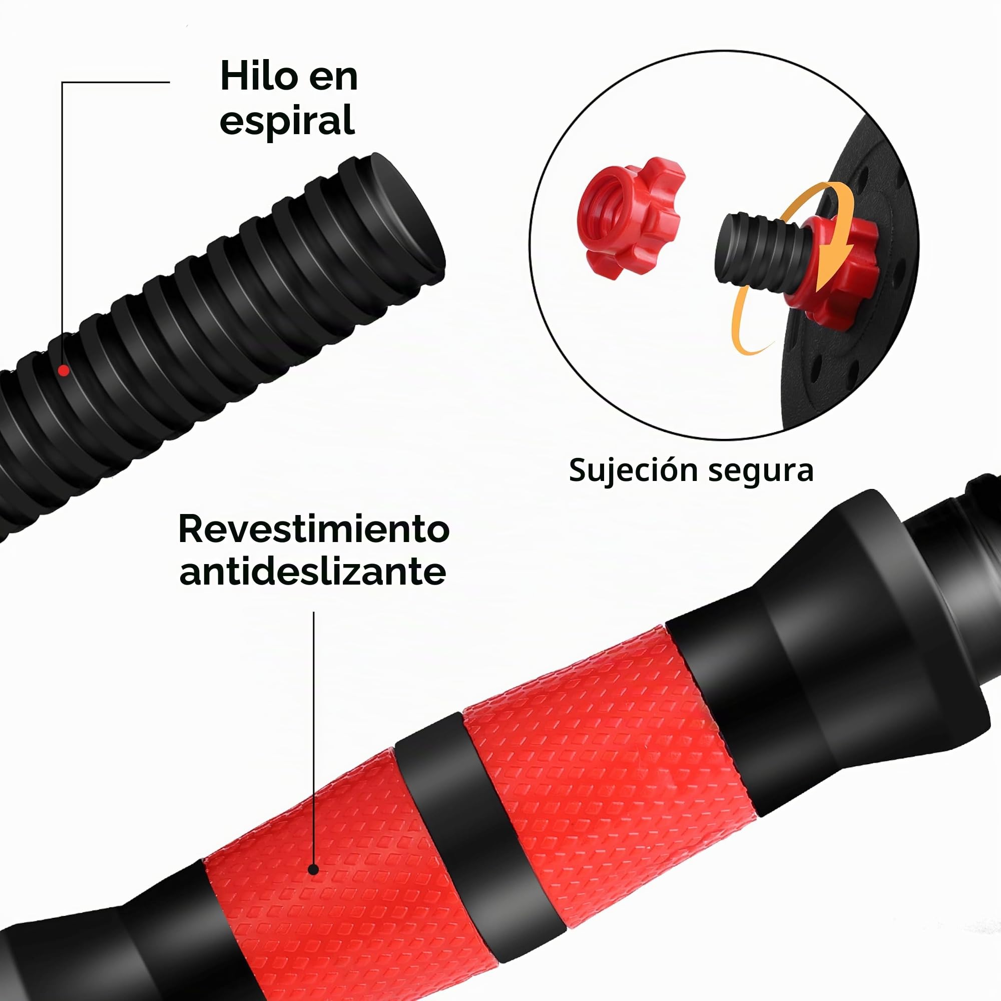wuuhoo® set de mancuernas ajustables Arni - set de 2 mancuernas de 30mm, pesas y barra de extensión, juego de plástico con cierre de estrella, entrenamiento
