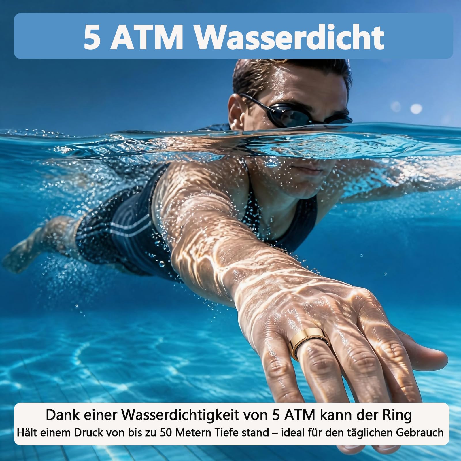 Smart Ring für Frauen & Männer – Fitness Tracker (Roségold, 9)
