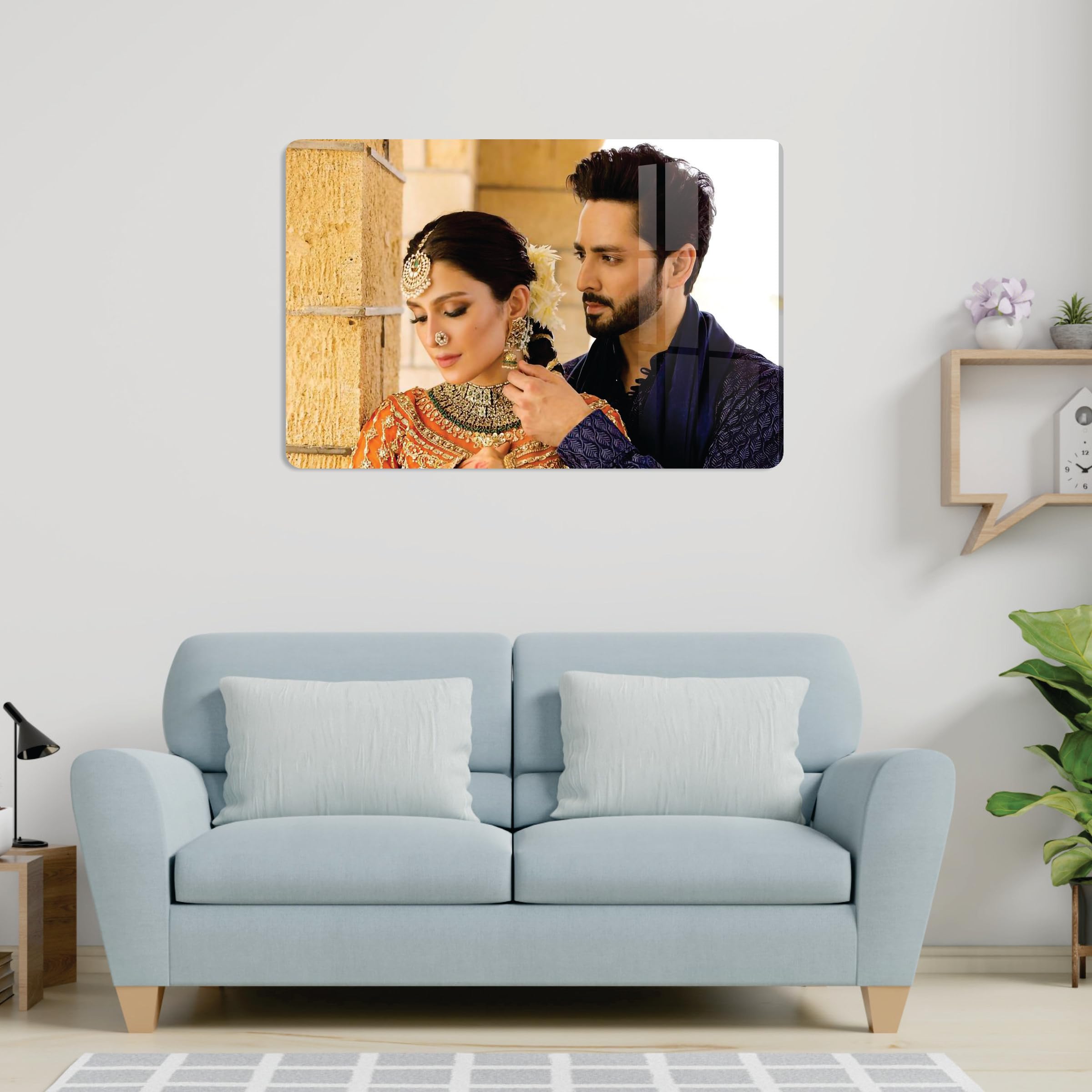 Giftplease Cornice portafoto in acrilico, personalizzabile, trasparente, senza cornice, rettangolare, per anniversario, compleanno, momento speciale (trasparente, 25 x 38 cm)