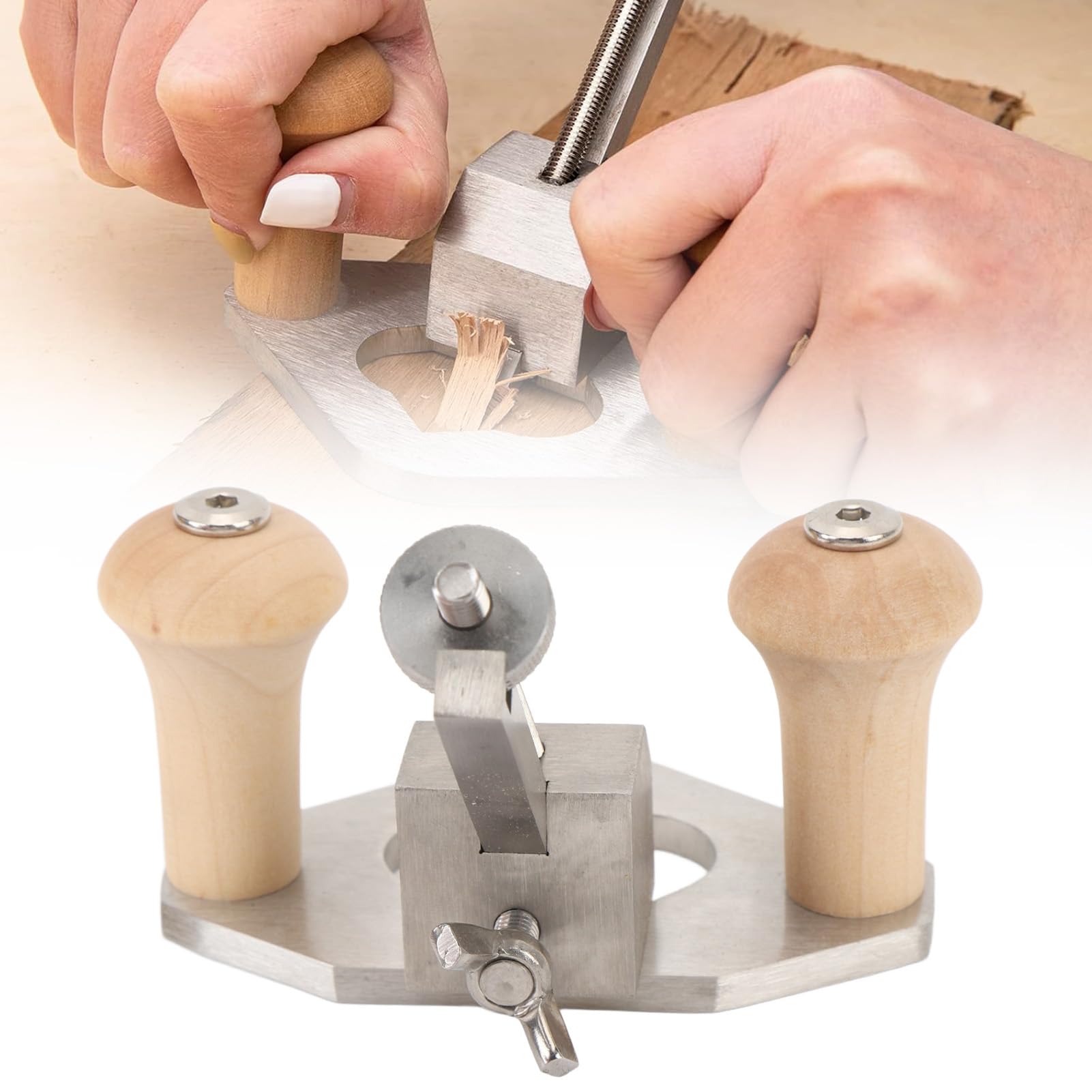 Fresatrice con Foro Base per Arresto di profondità, Fresatrice Ergonomica in Acciaio Inossidabile Strumento Portatile per la Lavorazione del Legno, Fresatrice Portatile per