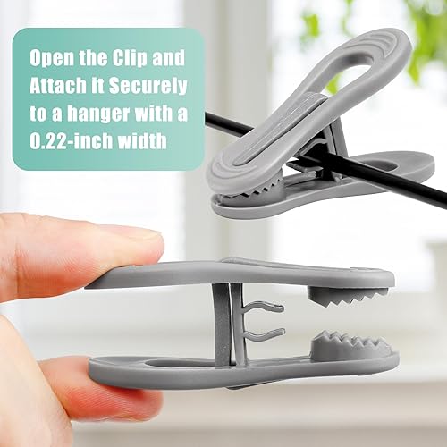 Vista 10 de 50 clips blancos para colgar perchas de plástico, clips para colgar pantalones, clips de dedo blancos, clips de plástico para colgar faldas