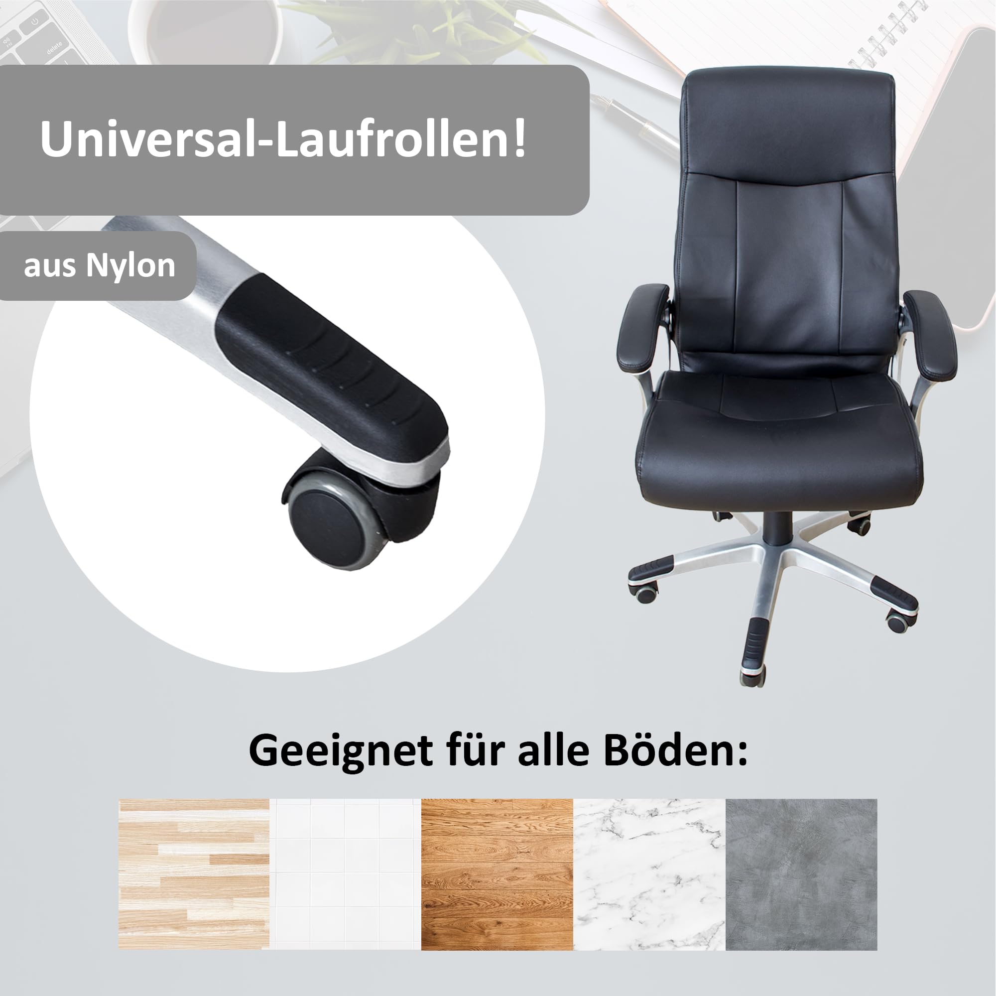 NATIV Bürostuhl, schwarz mit Armlehnen, Schreibtischstuhl verstellbar