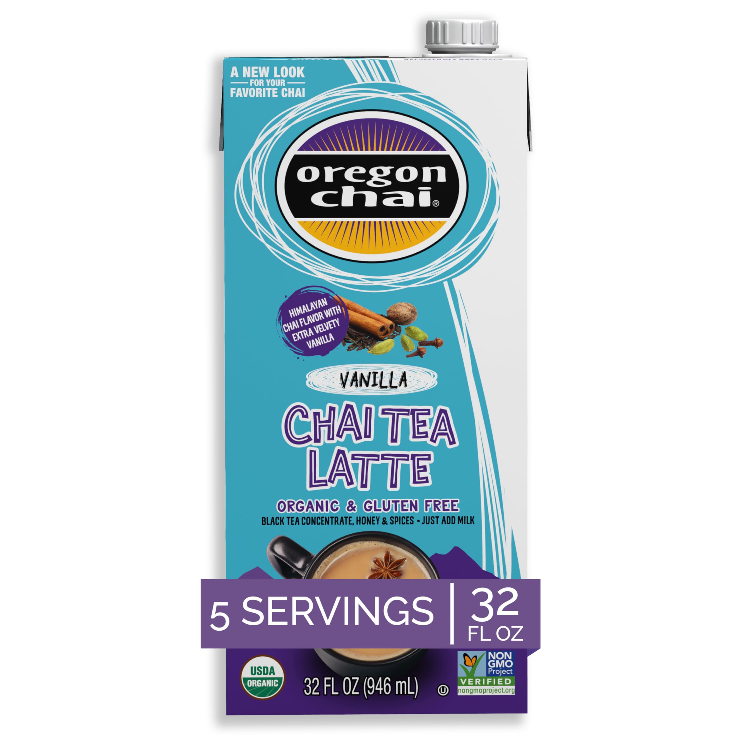 Oregon Chai Vanilla Chai Concentrate, 32 Fluid Ounces (Pack of 1)USDA Organic