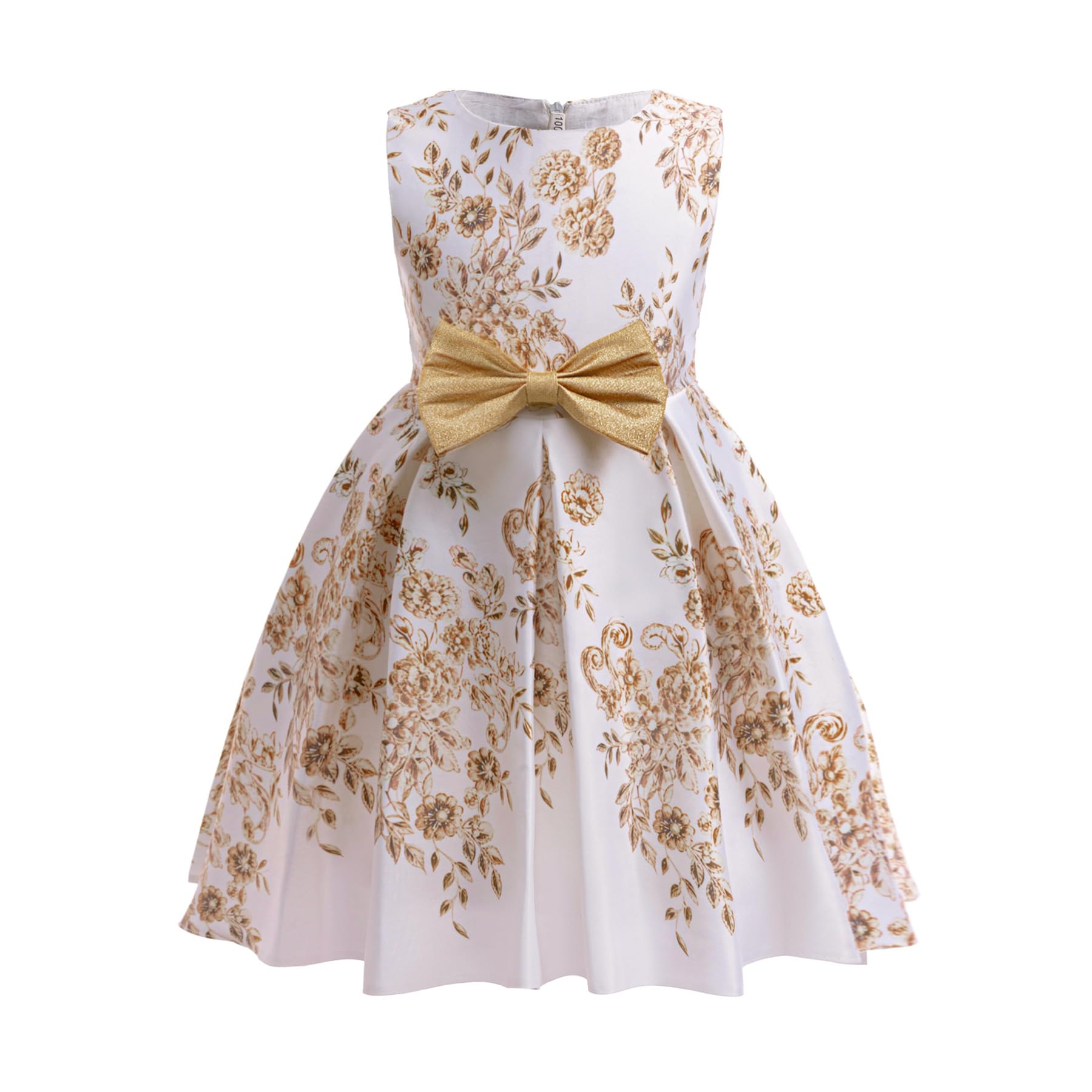 Vestido de niña con estampado floral, sin mangas, con lazo, de princesa, hasta la rodilla