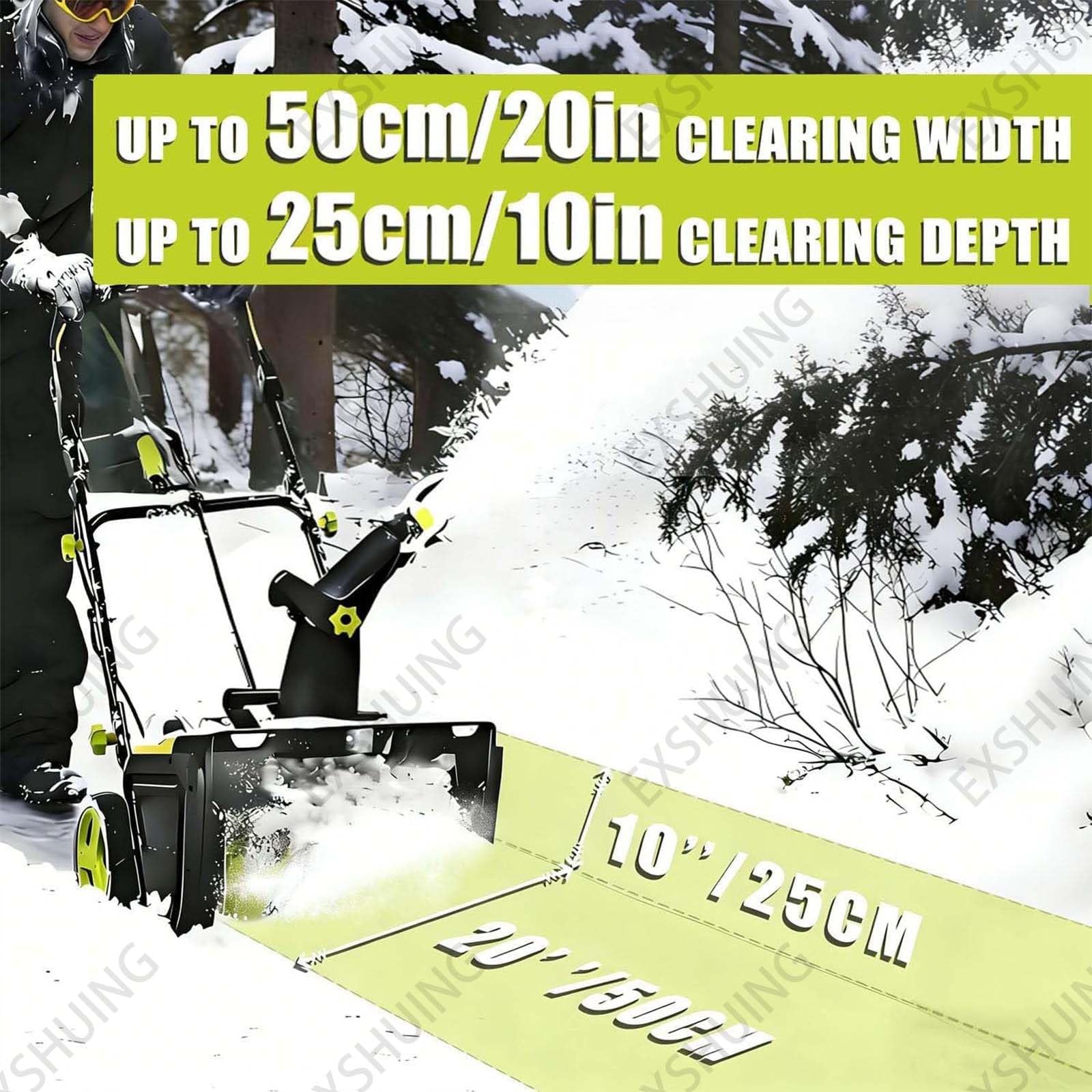 Quitanieves Inalámbrico, Herramienta Eléctrica Silenciosa De 3500 W para Quitar Nieve, para Uso Residencial, con Un Recorrido De 50 Cm Y Una Profundidad De Limpieza De 25 Cm
