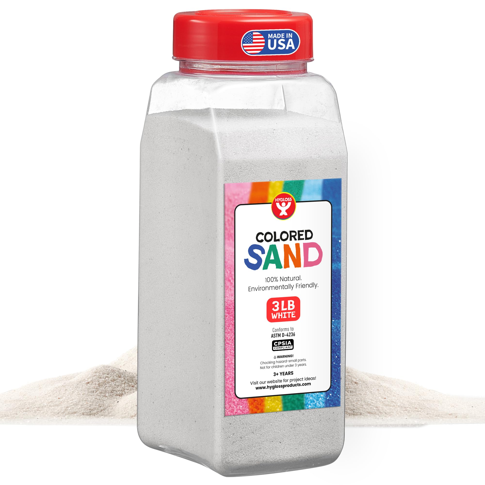 Hygloss Colored Craft Sand, 3-Pound, White