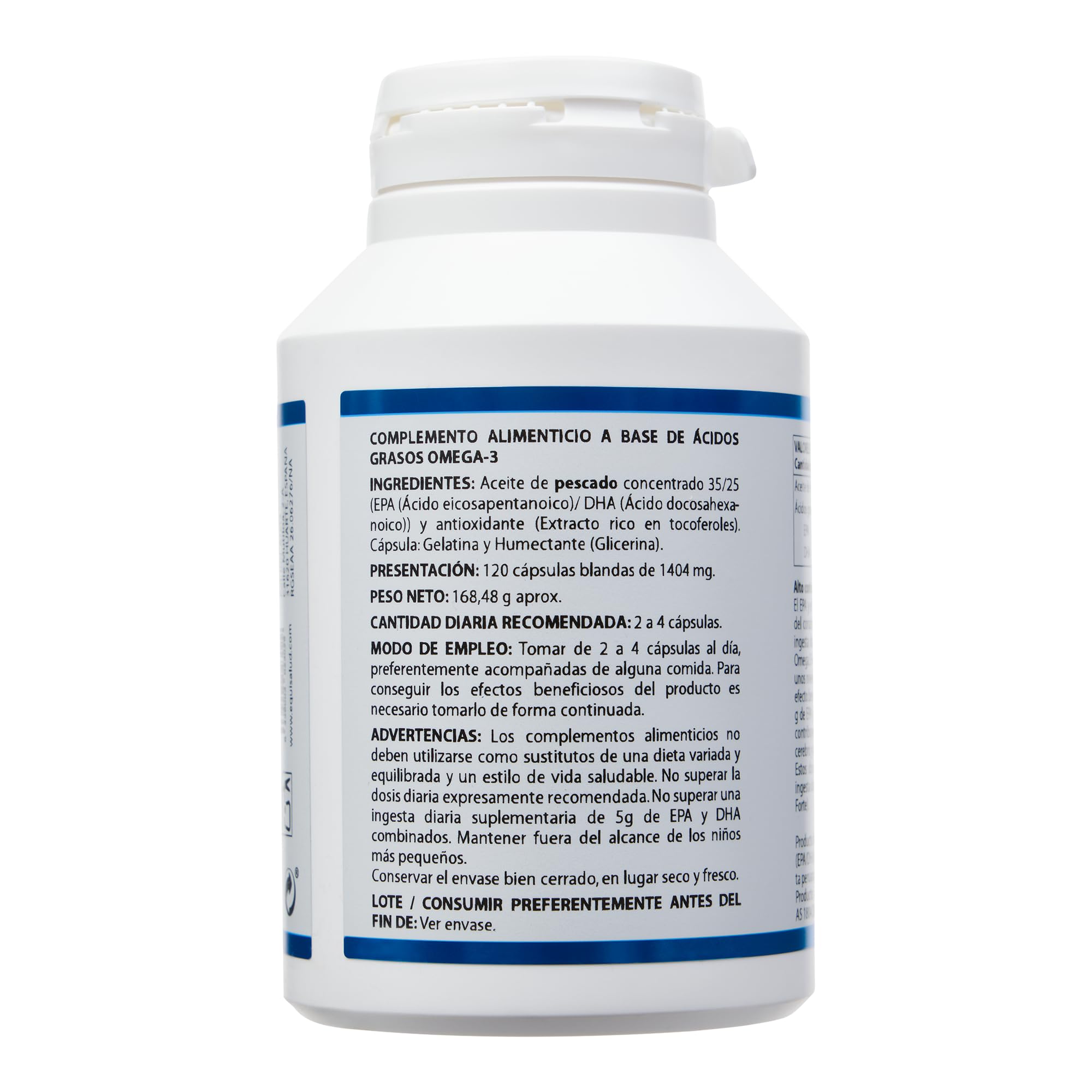 Omega 3 Forte EPA350-DHA250 1.000 mg de Equisalud, 120 cápsulas