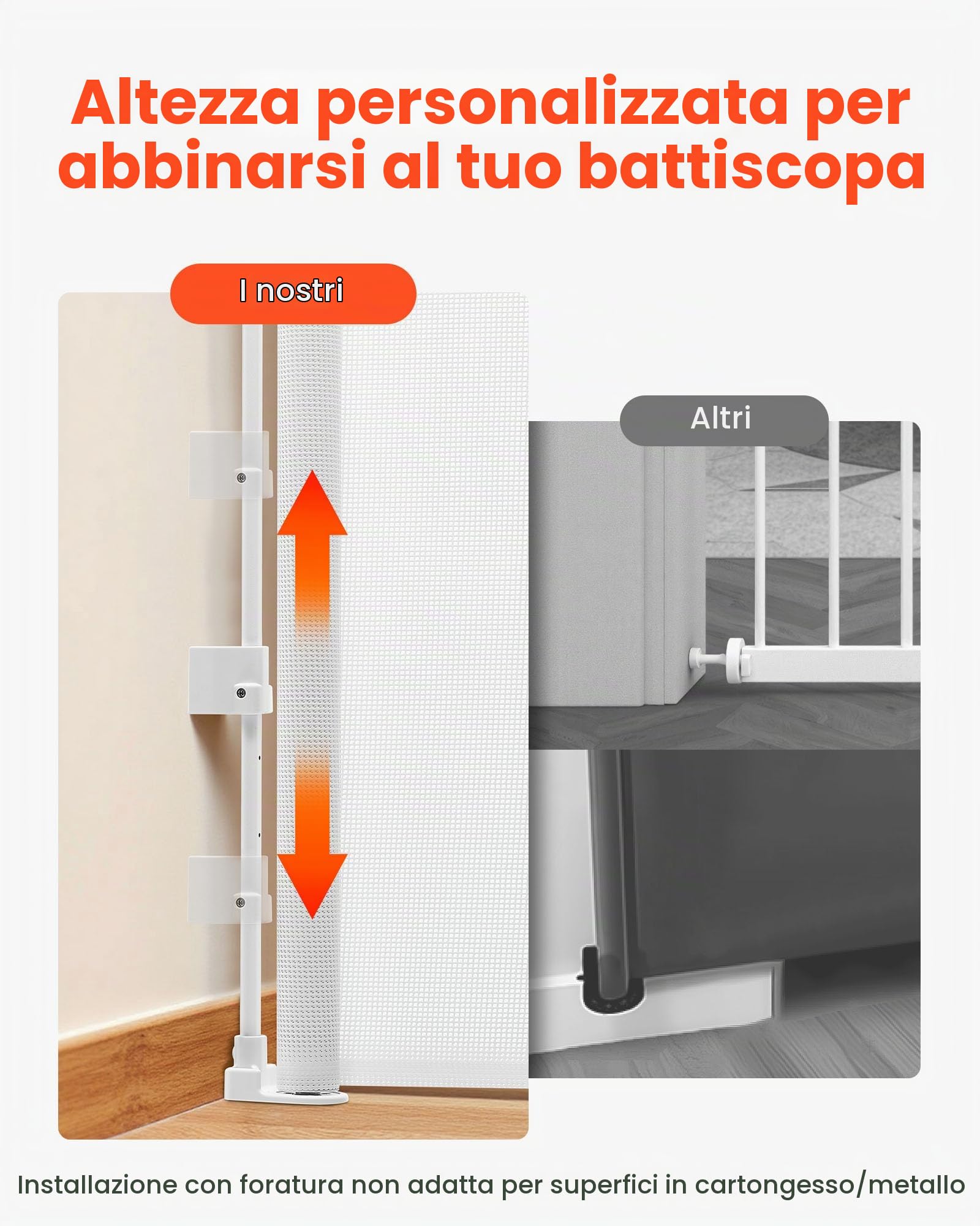 VEVOR Cancelletto Retrattile, Estensibile Fino a 1430 mm di Larghezza, 795 mm di Altezza, con Blocco di Sicurezza, Attraversabile Senza Inciampare, Cancelletto in Rete per Cani Scale, Bianco