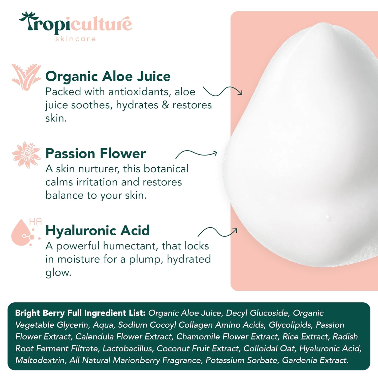 Tropiculture Clean Foaming Face Wash for Teens, Tweens & Kids | Gentle Face Cleanser for Girls | Bright Berry Hydrating Facial Cleanser | Natural, Non Toxic Skin care for Teens | Moisturizing - Image 4