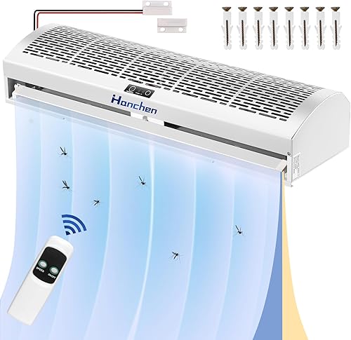 Hanchen Cortina de aire de 36 pulgadas Nueva versión 2025 Interruptor magnético de puerta 2 velocidades 15271292 CFM sin refrigeración y sin