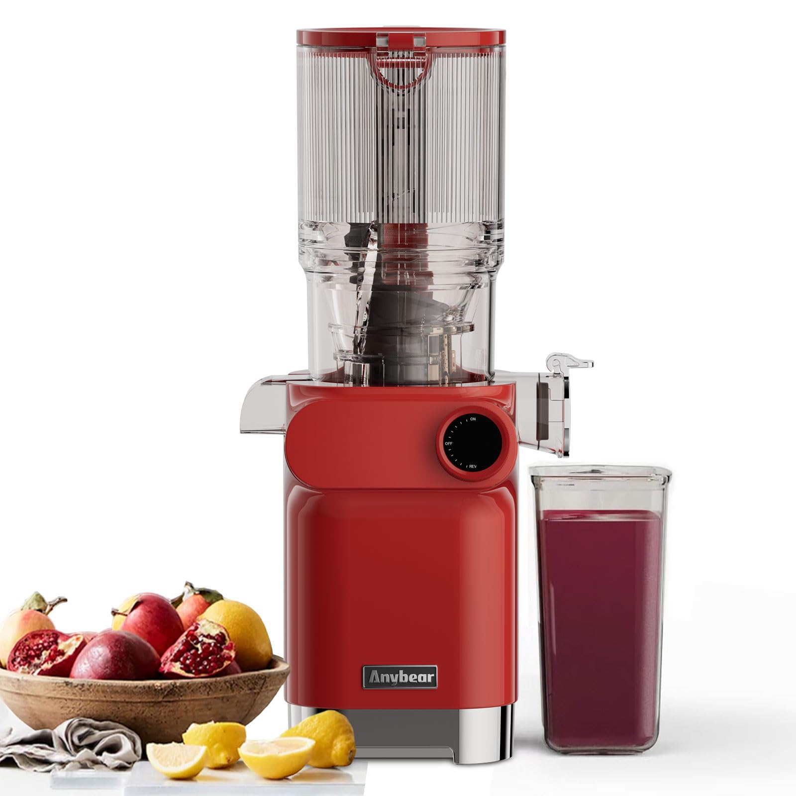 Anybear Cold Press Juicer 200W Masticating Slow Juicer 4 3 Large Feed Chute Fit Whole Fruits Vegetables Upgraded