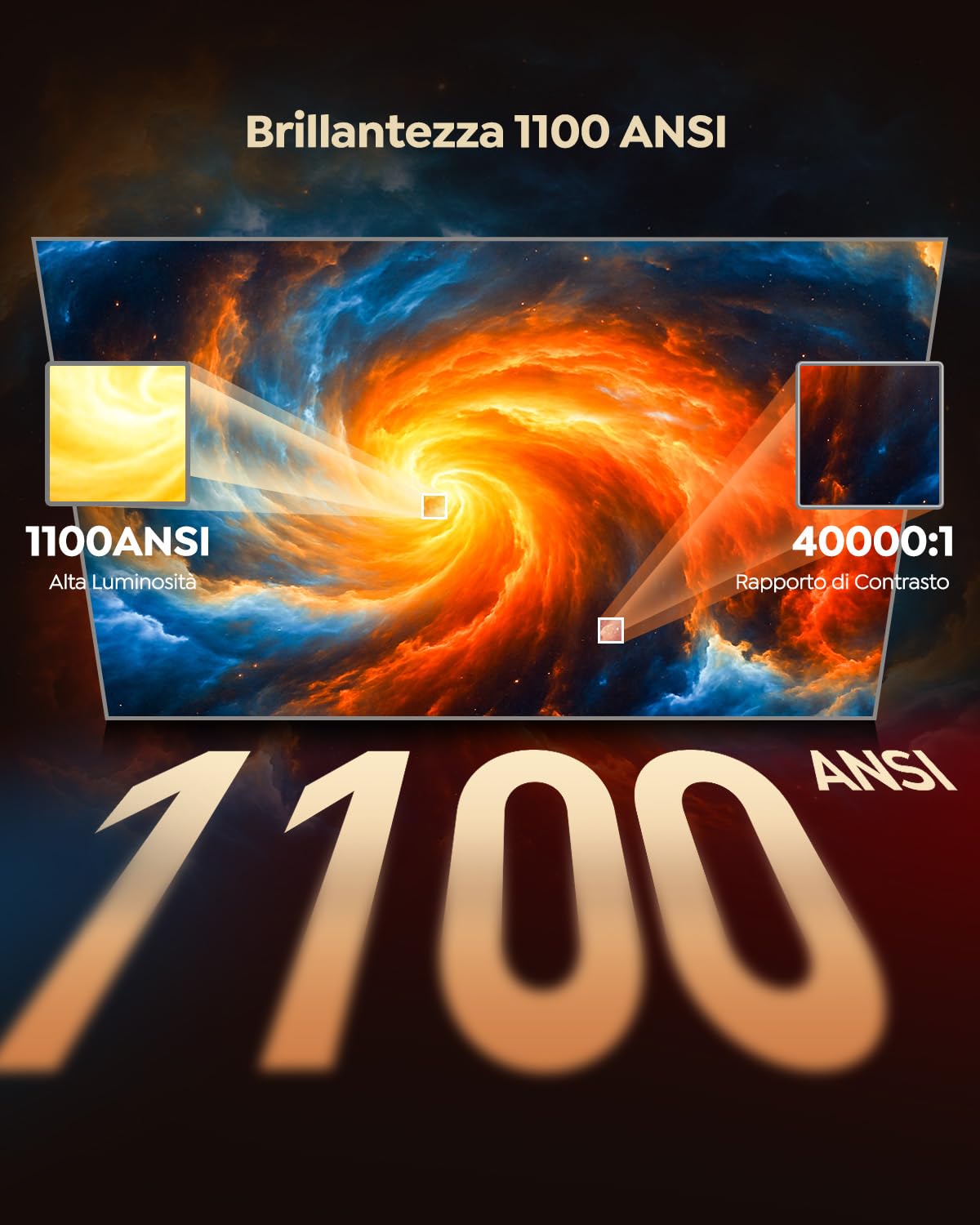 WiMiUS Proiettore [Netflix Ufficiale/Dolby/Autofocus] Smart Proiettore 4K Support, WiFi Bluetooth Videoproiettore Full HD 1080P Nativo Portatile con Auto Keystone/Zoom 50%/HDMI ARC/CEC per Home Cinema