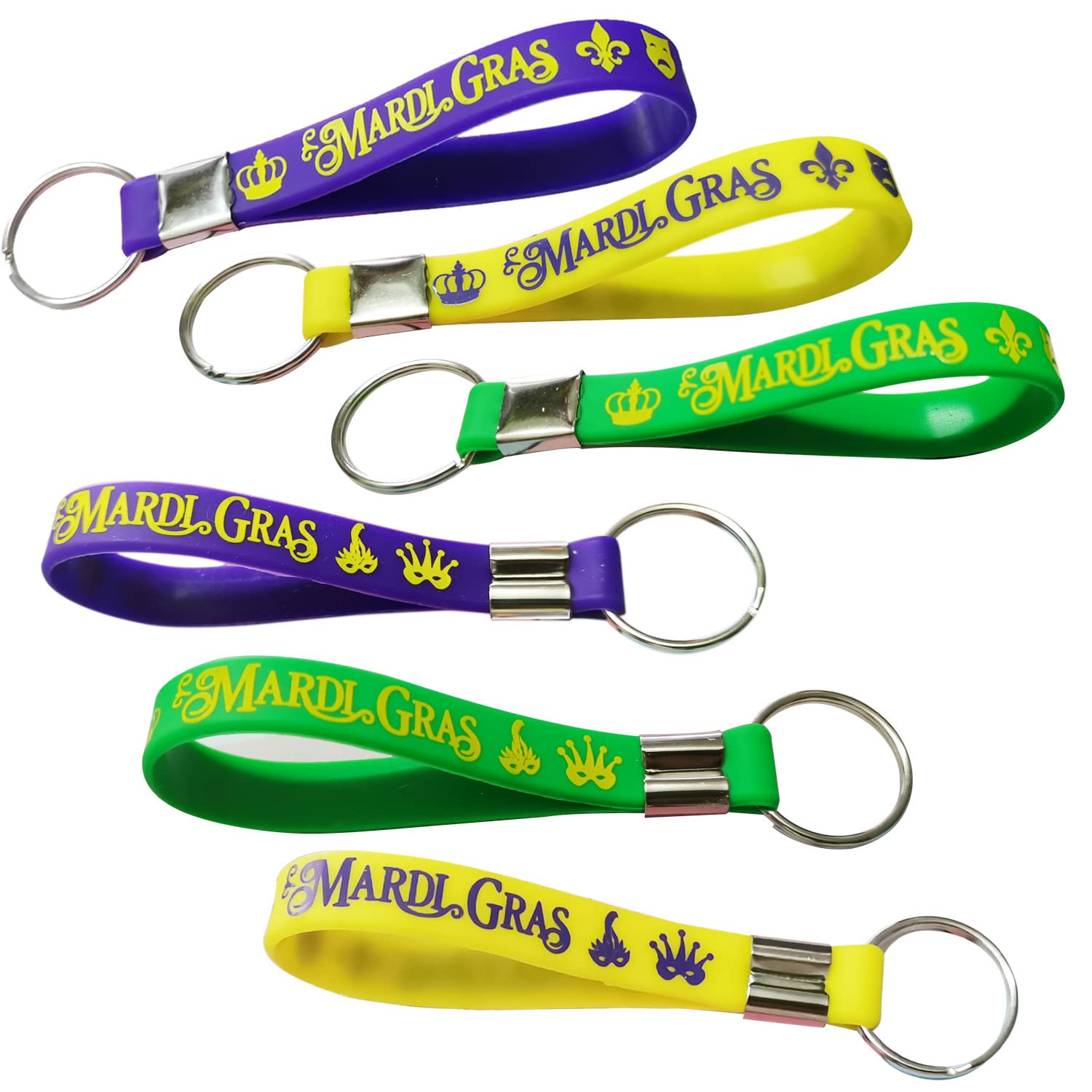 CupaPlay 24PCS Mardi Gras Party Rubber Keychains - Mardi Gras Carnival Birthday Party Favors Supplies Goodie Bag Stuffers Fillers Gifts Prize