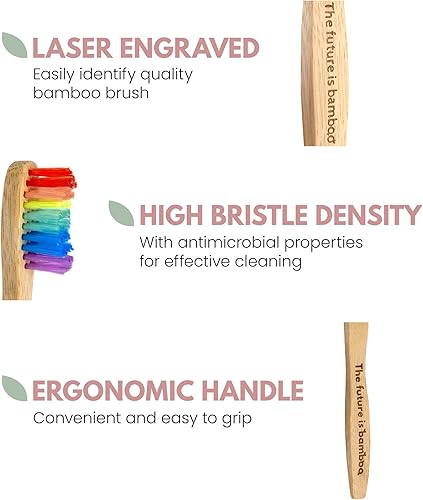 Miniatura 5 de The future is bamboo - Paquete de 4 cepillos de dientes de bambú natural para dientes limpios, aspecto de madera estética, natural Cepillo de
