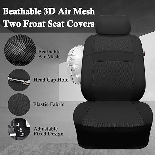 Miniatura 55 de CAR PASS - Juego completo de fundas de asiento de auto color rosa, respiración de aire en verano, de malla de 5mm de esponja compuesta