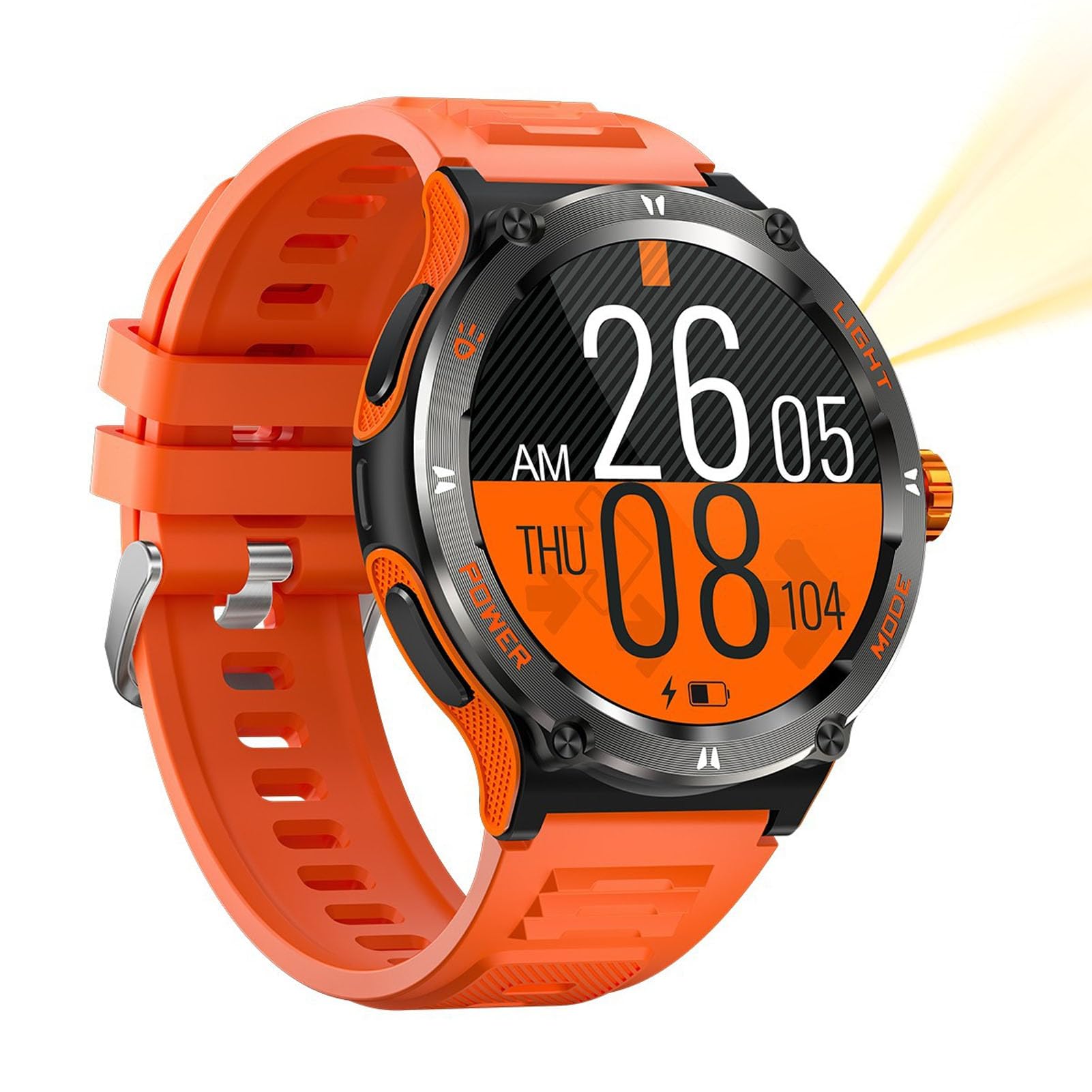 Smart Watch, Smartwatch Touch Screen da 1,53 Pollici Costruito in Bussola, 100 modalità Sport, Bluetooth 5.3, Torcia Elettrica, Impermeabile, per gli Sport All'aperto (ORANGE)